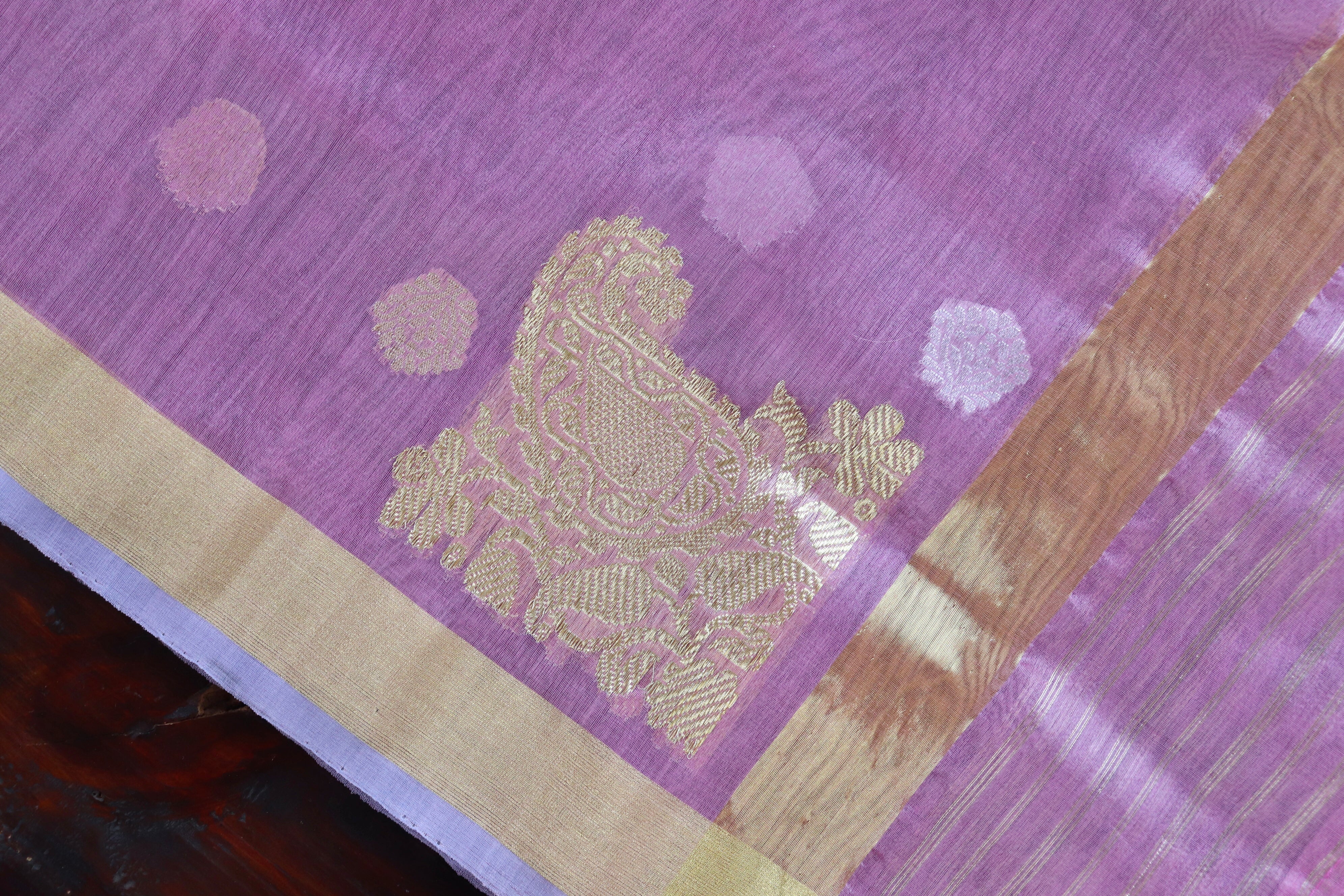 Pink Sona Rupa Pure Kora Silk Handloom Banarasi Dupatta