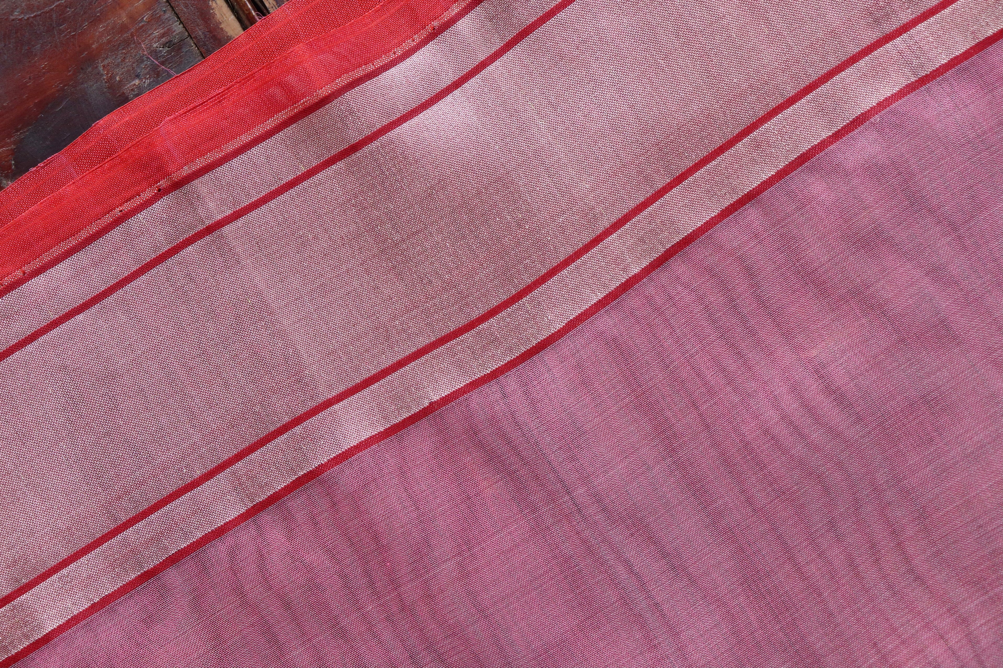 Pink Pure Kora Silk Handloom Banarasi Saree