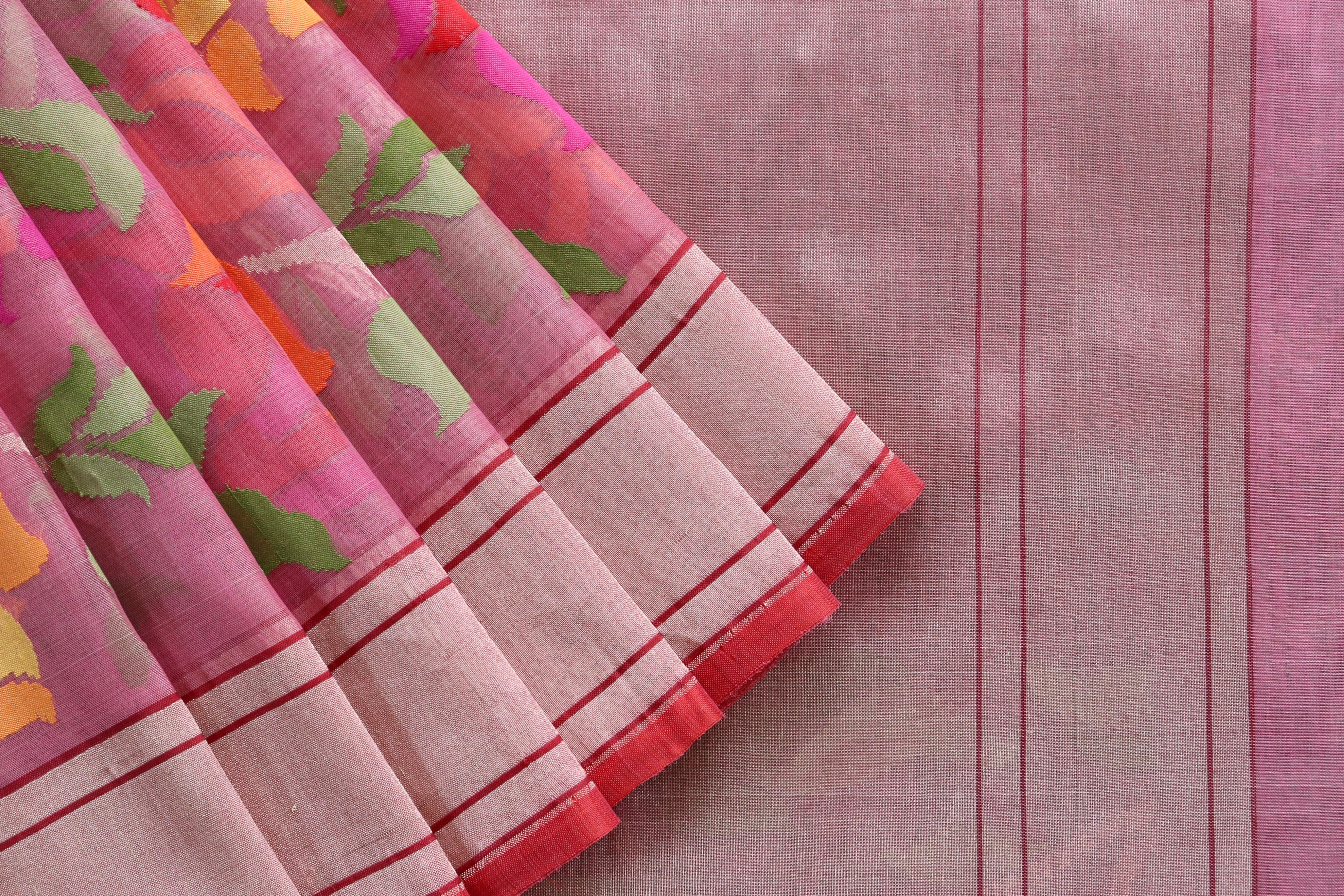 Pink Pure Kora Silk Handloom Banarasi Saree