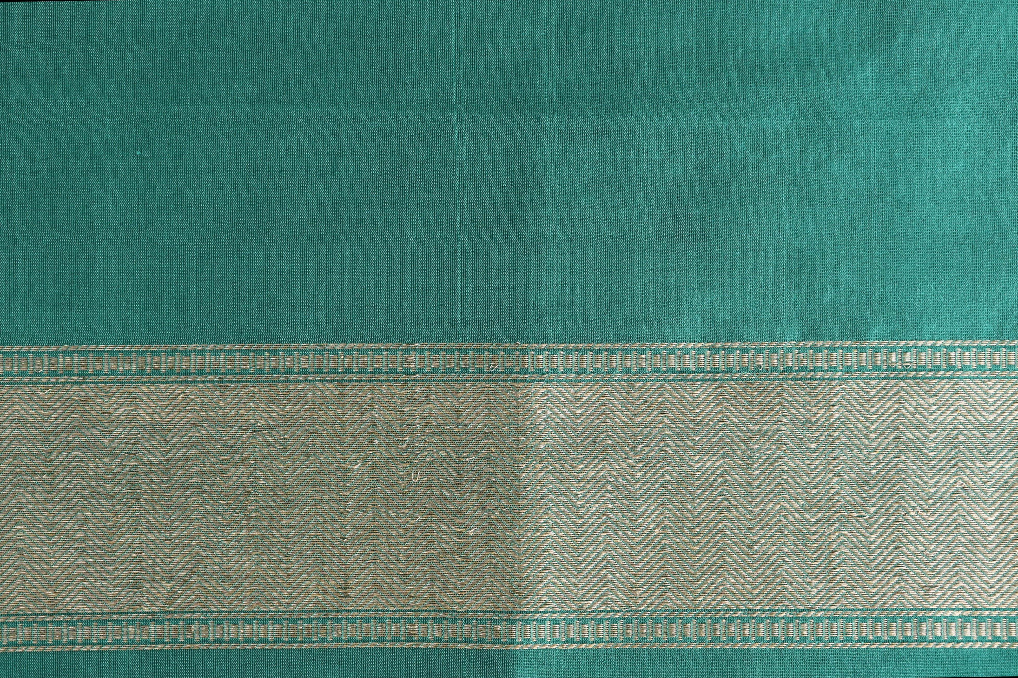 Teal Green Kairy Kuniya Pure Silk Handloom Banarasi Saree