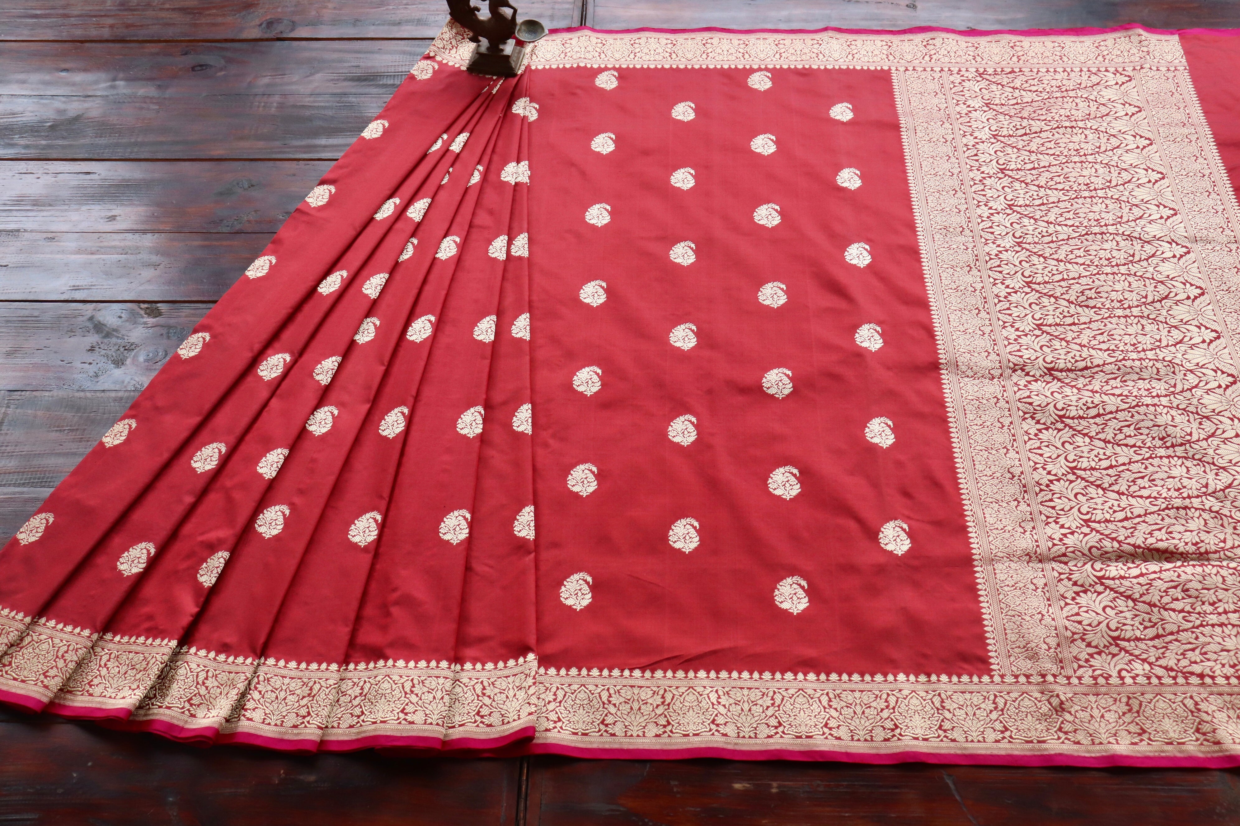 Maroon Kairy Motif Pure Silk Handloom Banarasi Saree