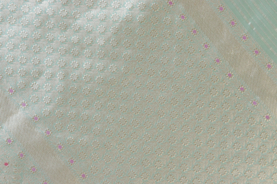 Lime Green Meenadar Adda Tanchoi Pure Silk Banarasi | Stuti Weaves