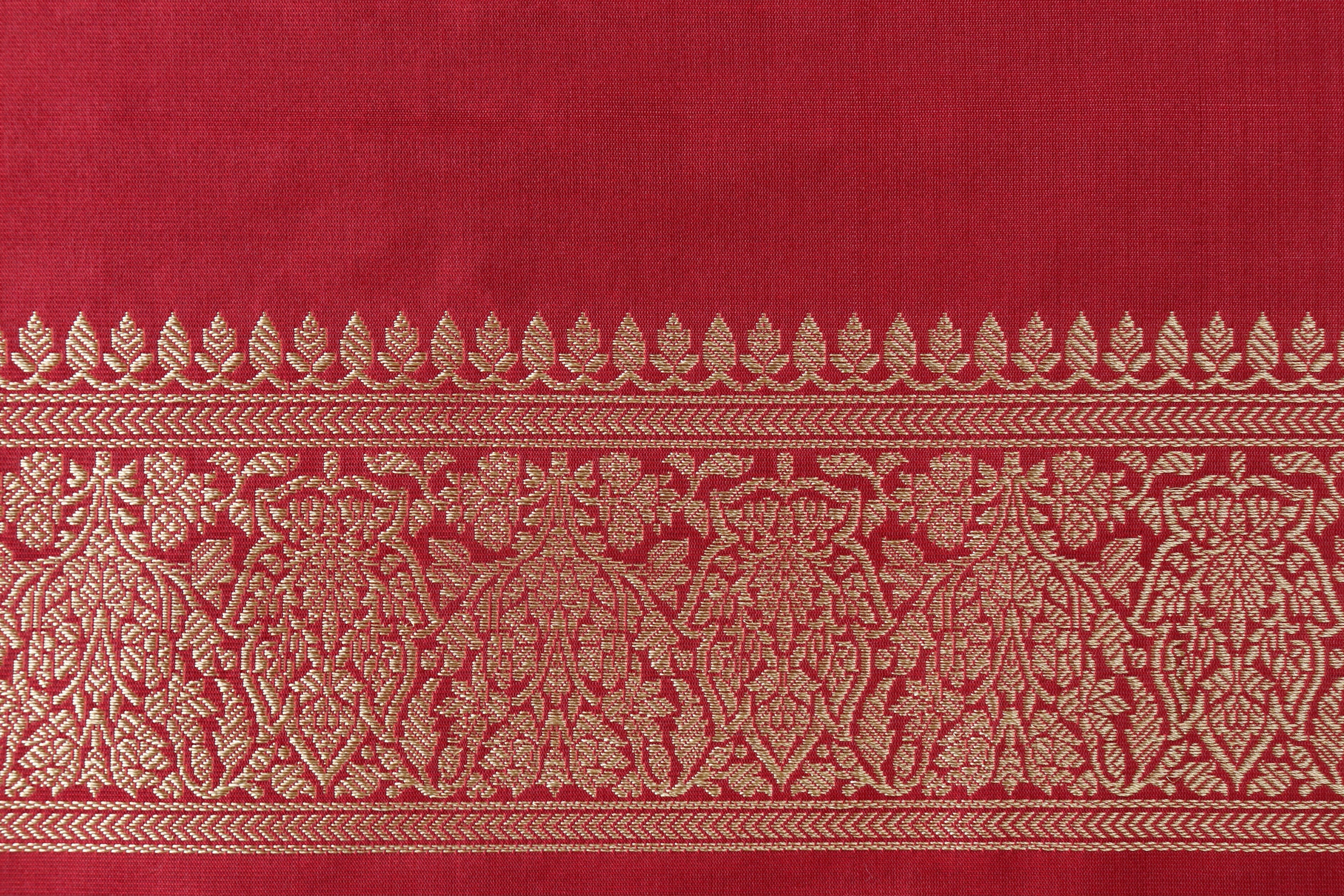 Red Kairy Motif Pure Silk Handloom Banarasi Saree
