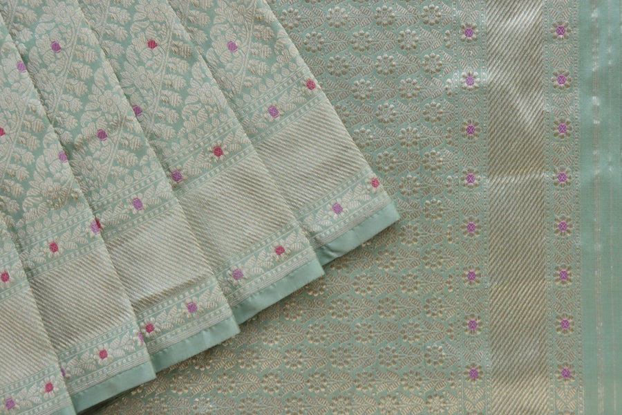 Lime Green Meenadar Adda Tanchoi Pure Silk Banarasi | Stuti Weaves