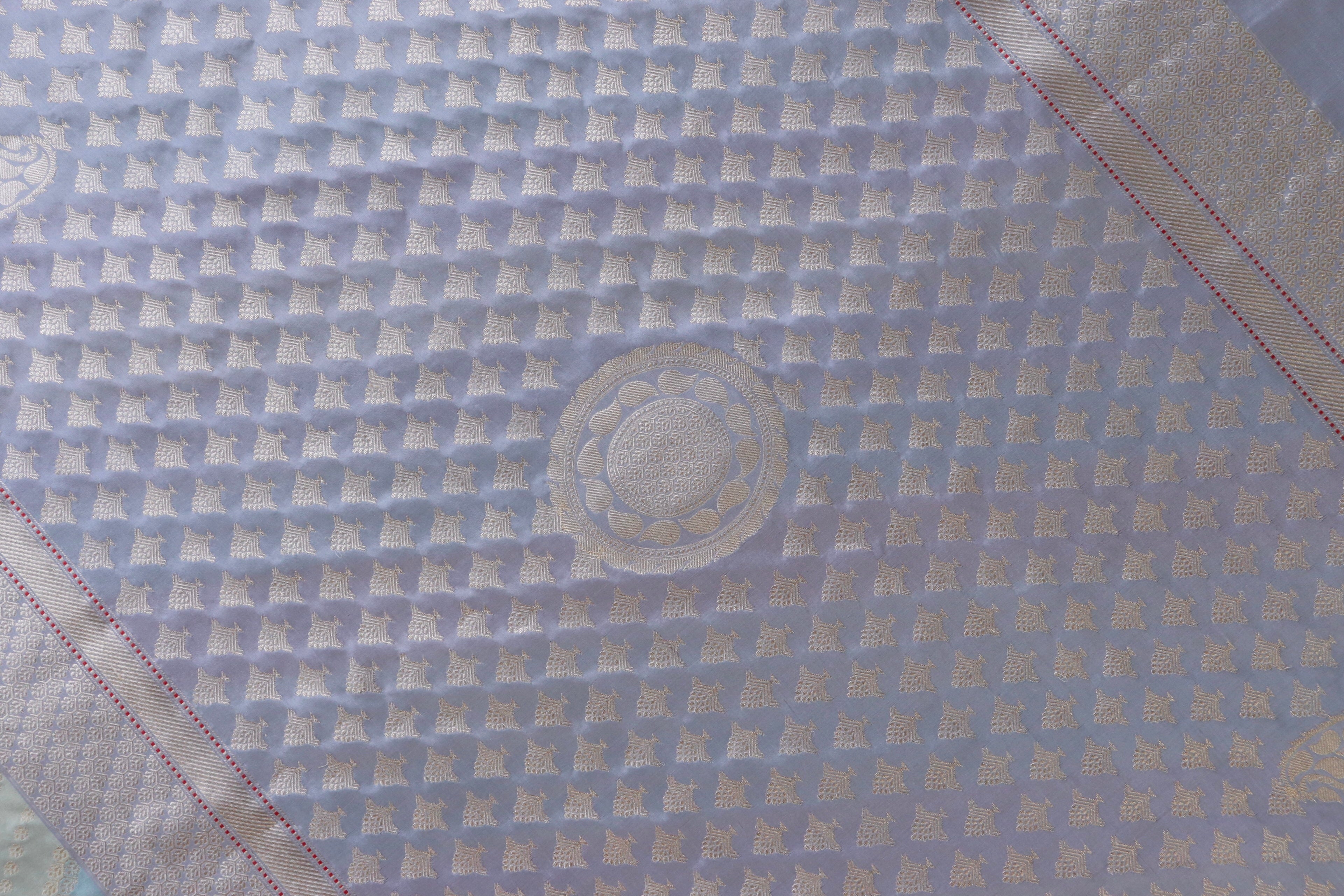 Multicolor Grey Banarasi Rangkaat Pure Silk Handloom Saree