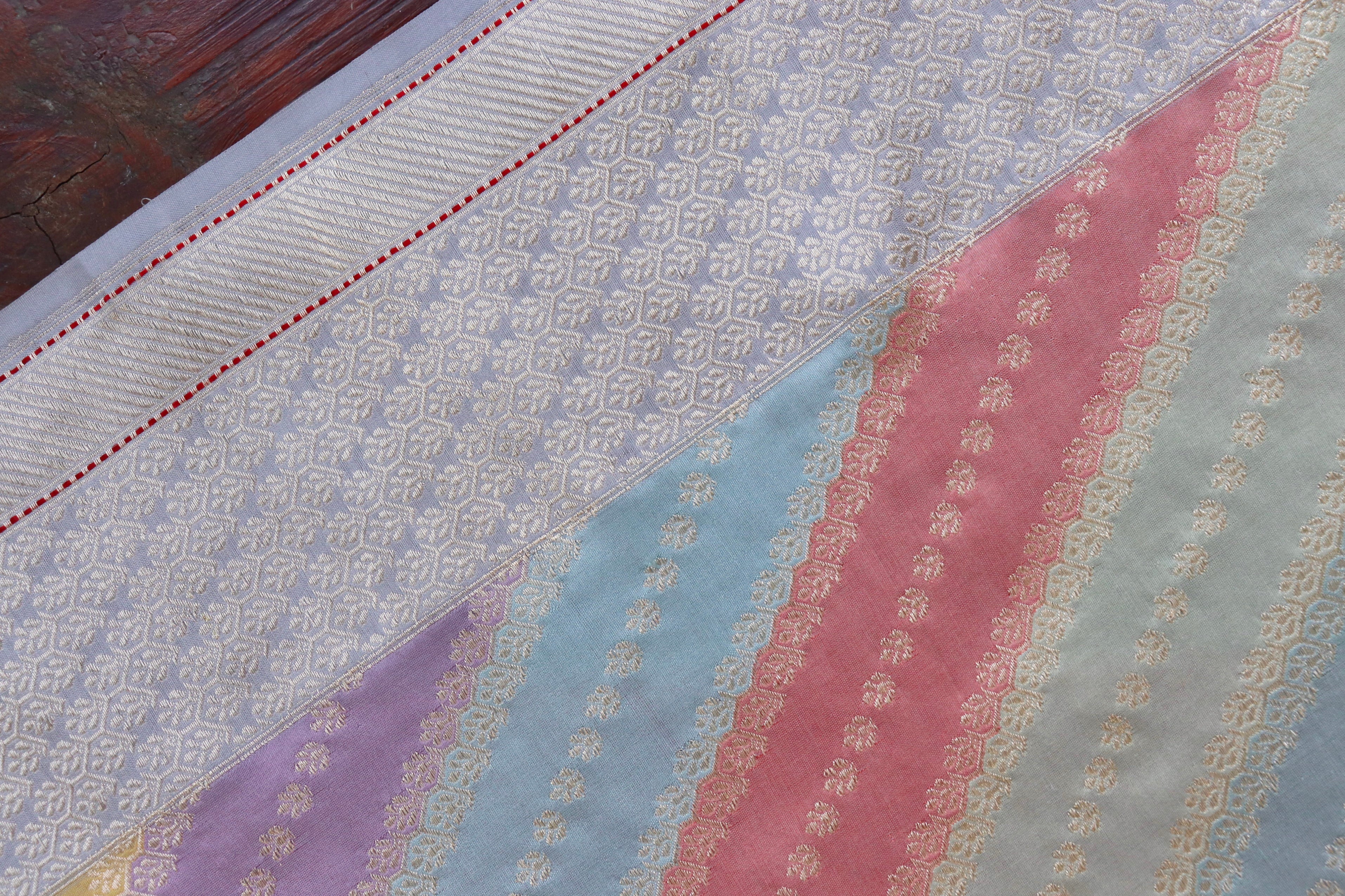 Multicolor Grey Banarasi Rangkaat Pure Silk Handloom Saree