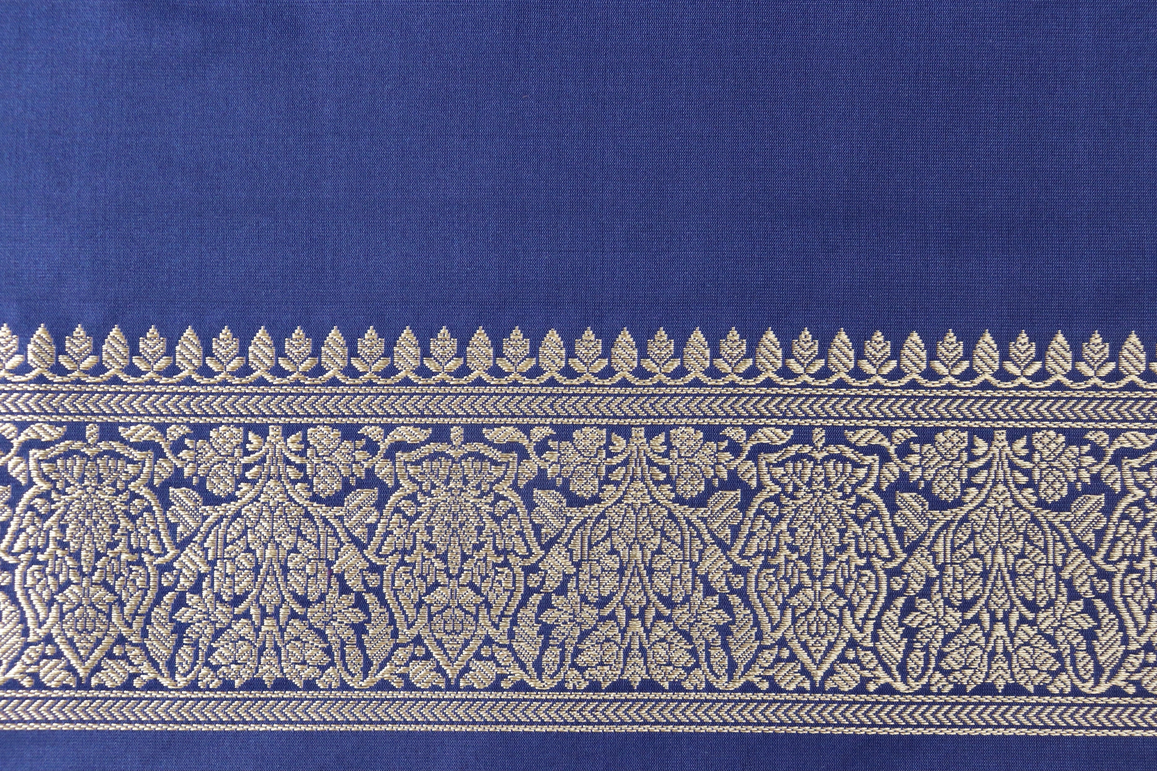 Navy Blue Kairy Motif Pure Silk Handloom Banarasi Saree