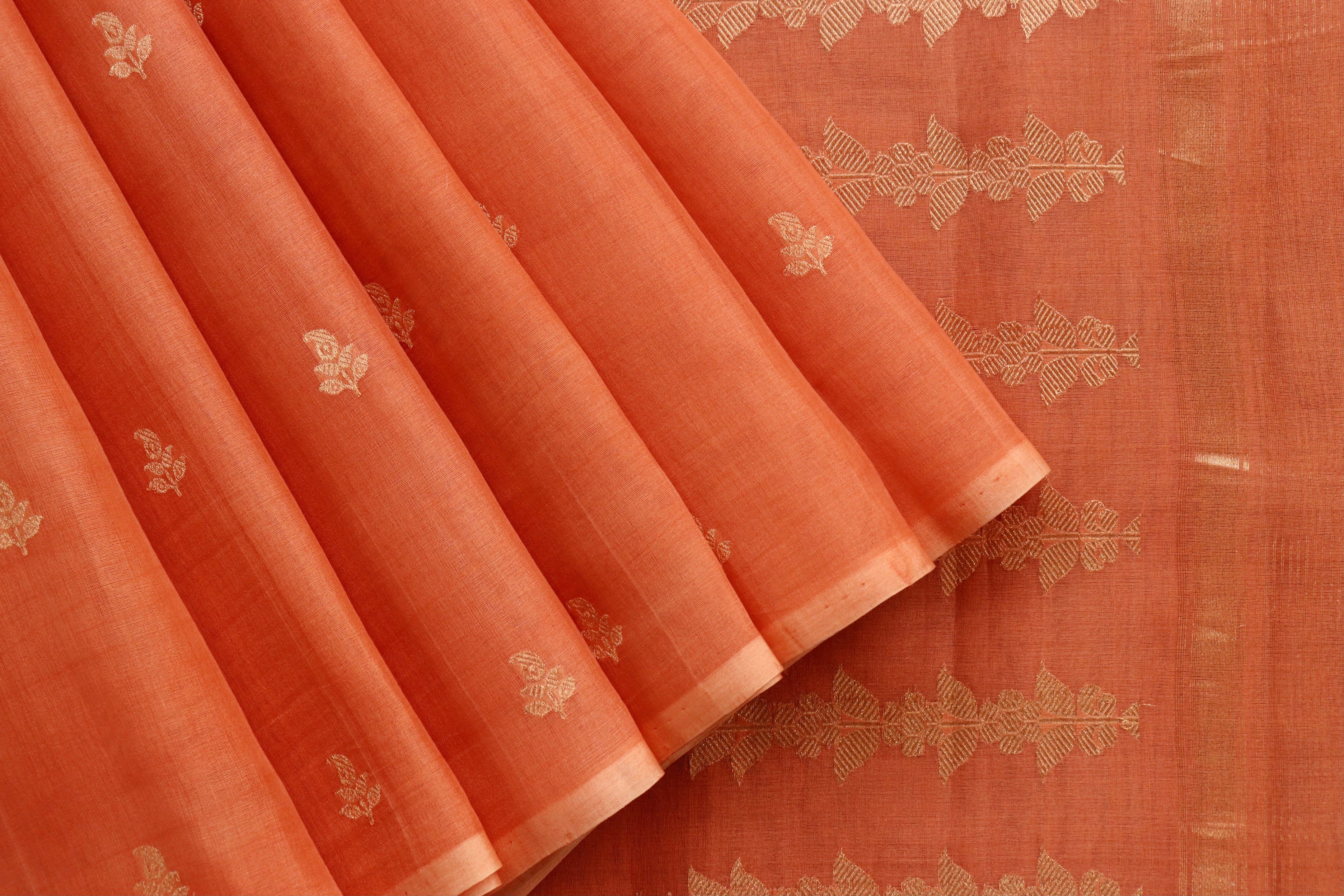 Saffron Virsa Handwoven Banarasi Kora Silk Saree