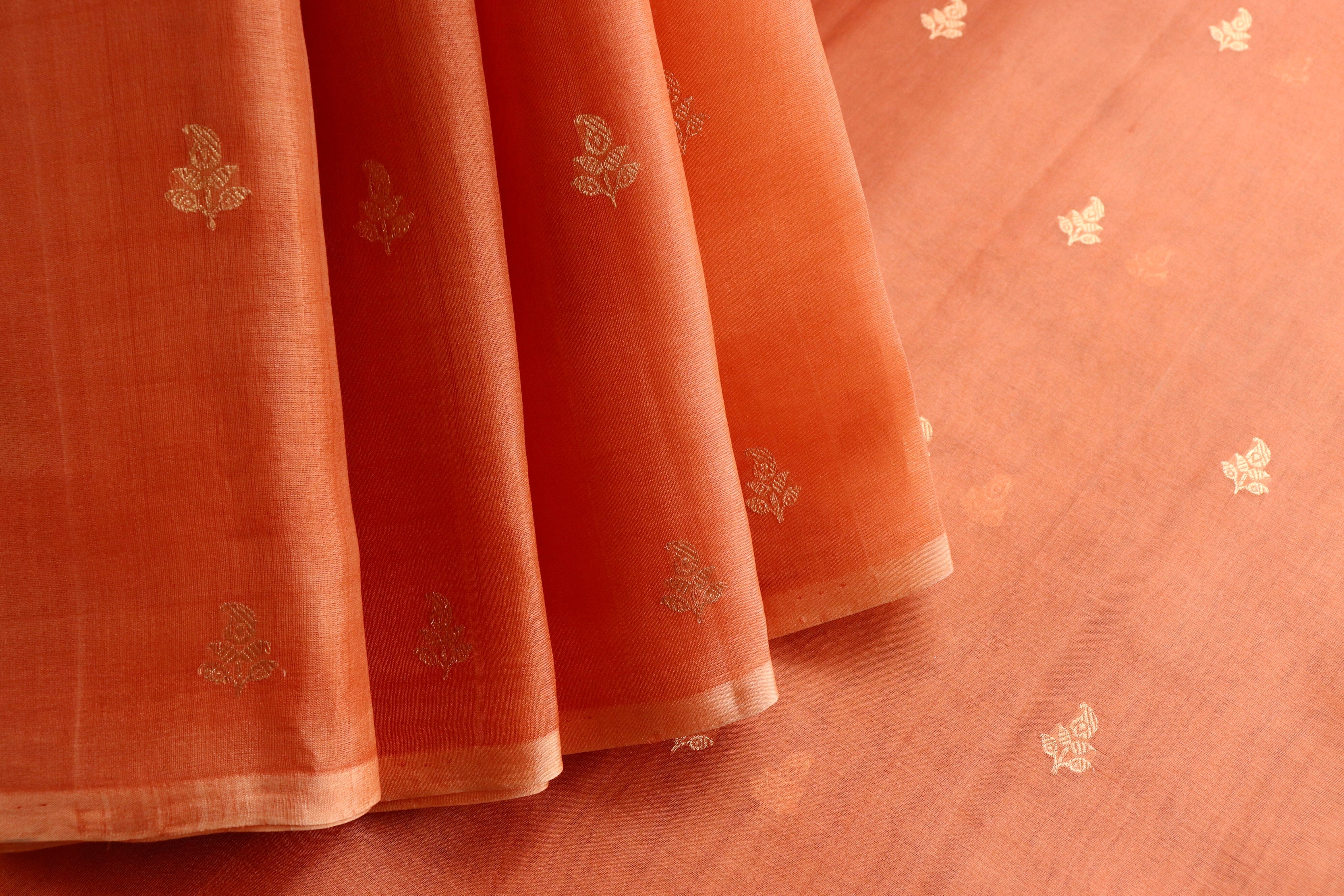 Saffron Virsa Handwoven Banarasi Kora Silk Saree
