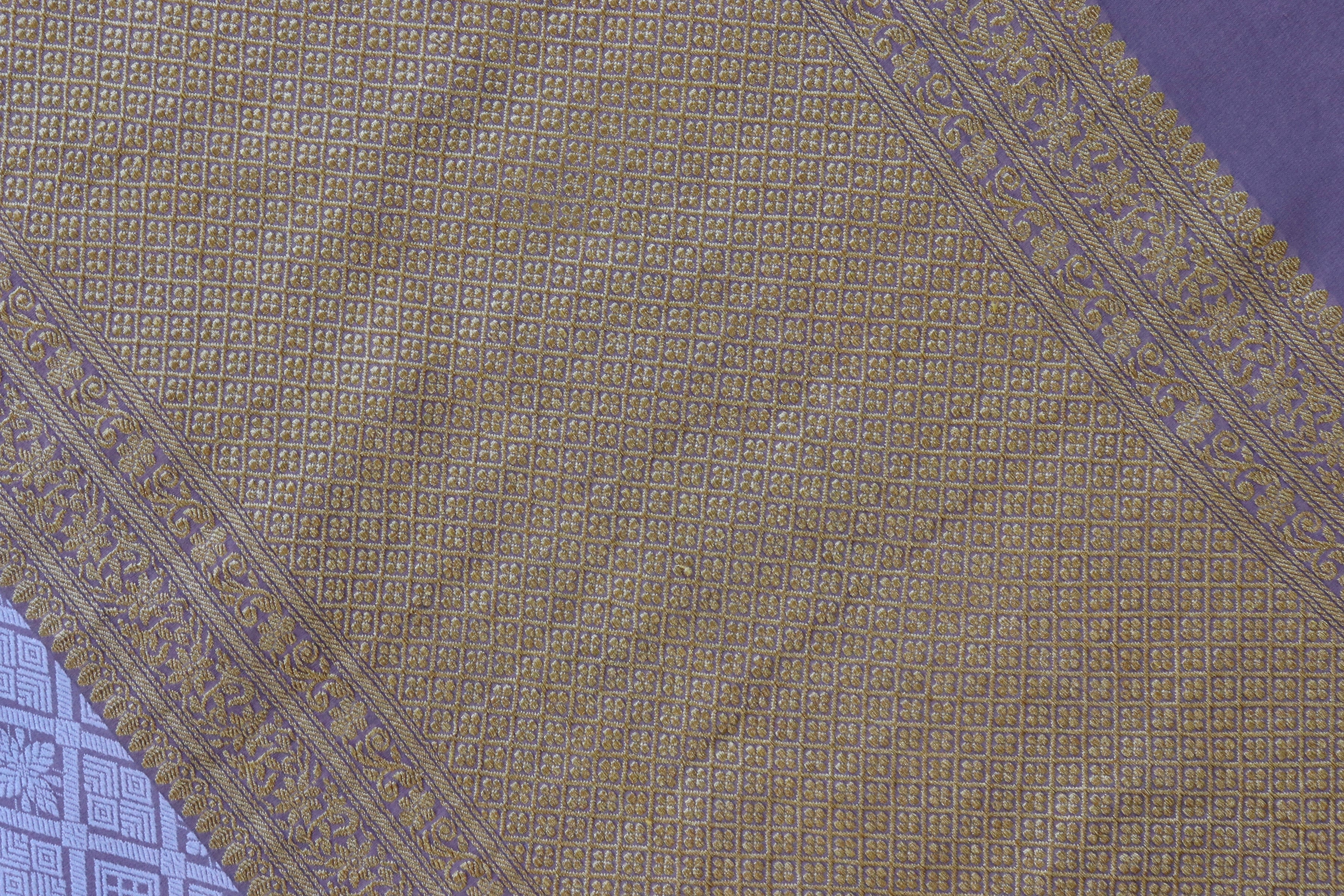 Lilac Handwoven Banarasi Tanchoi Silk Saree