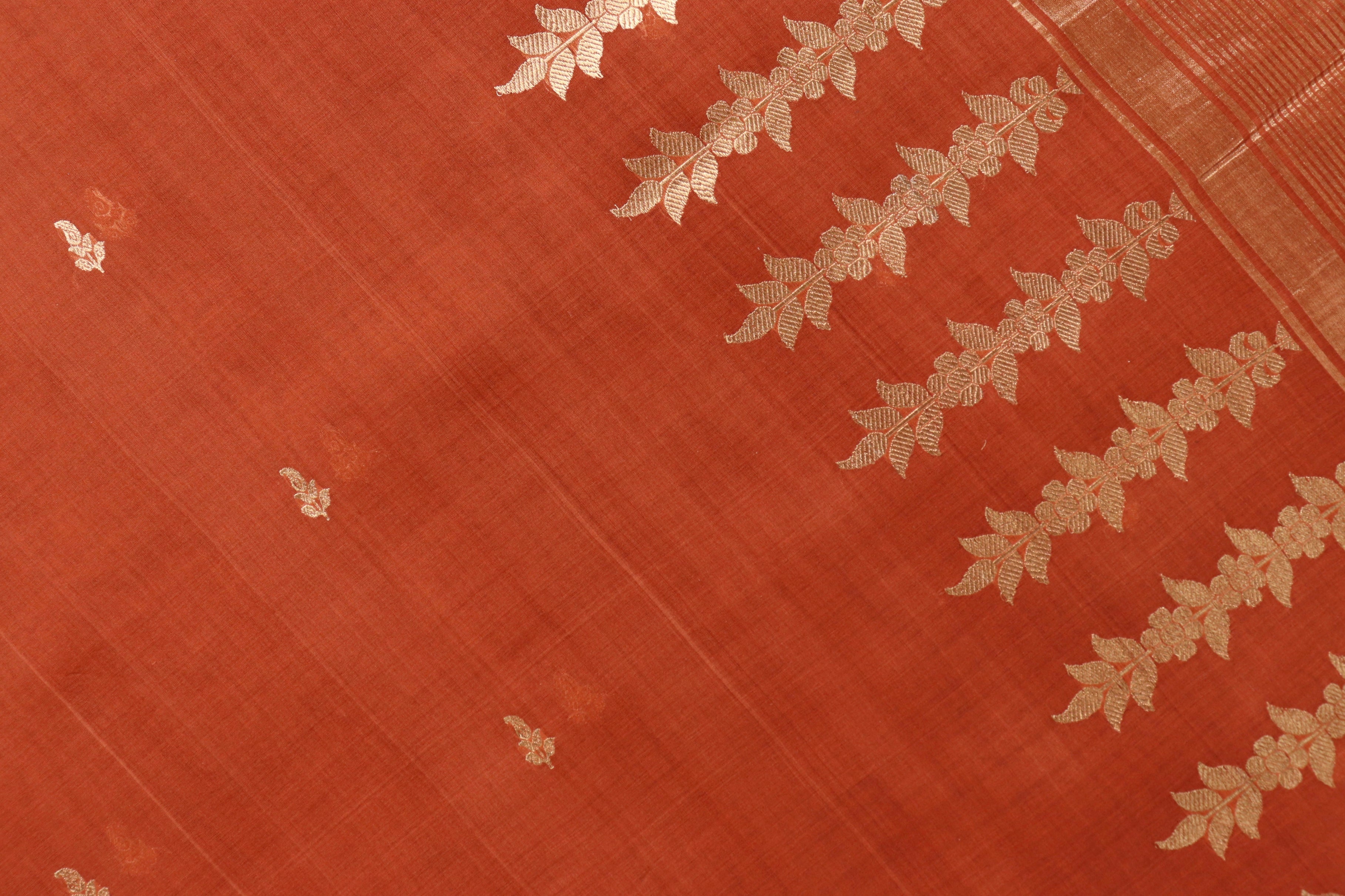 Brown Virsa Handwoven Banarasi Kora Silk Saree