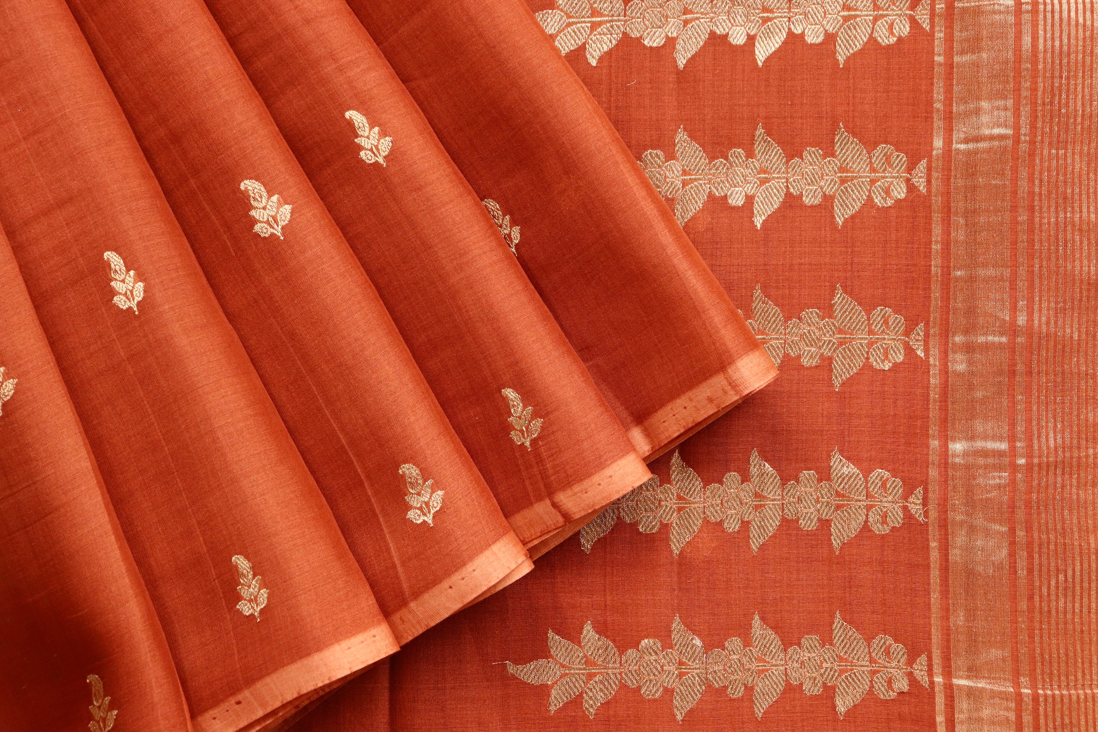 Brown Virsa Handwoven Banarasi Kora Silk Saree