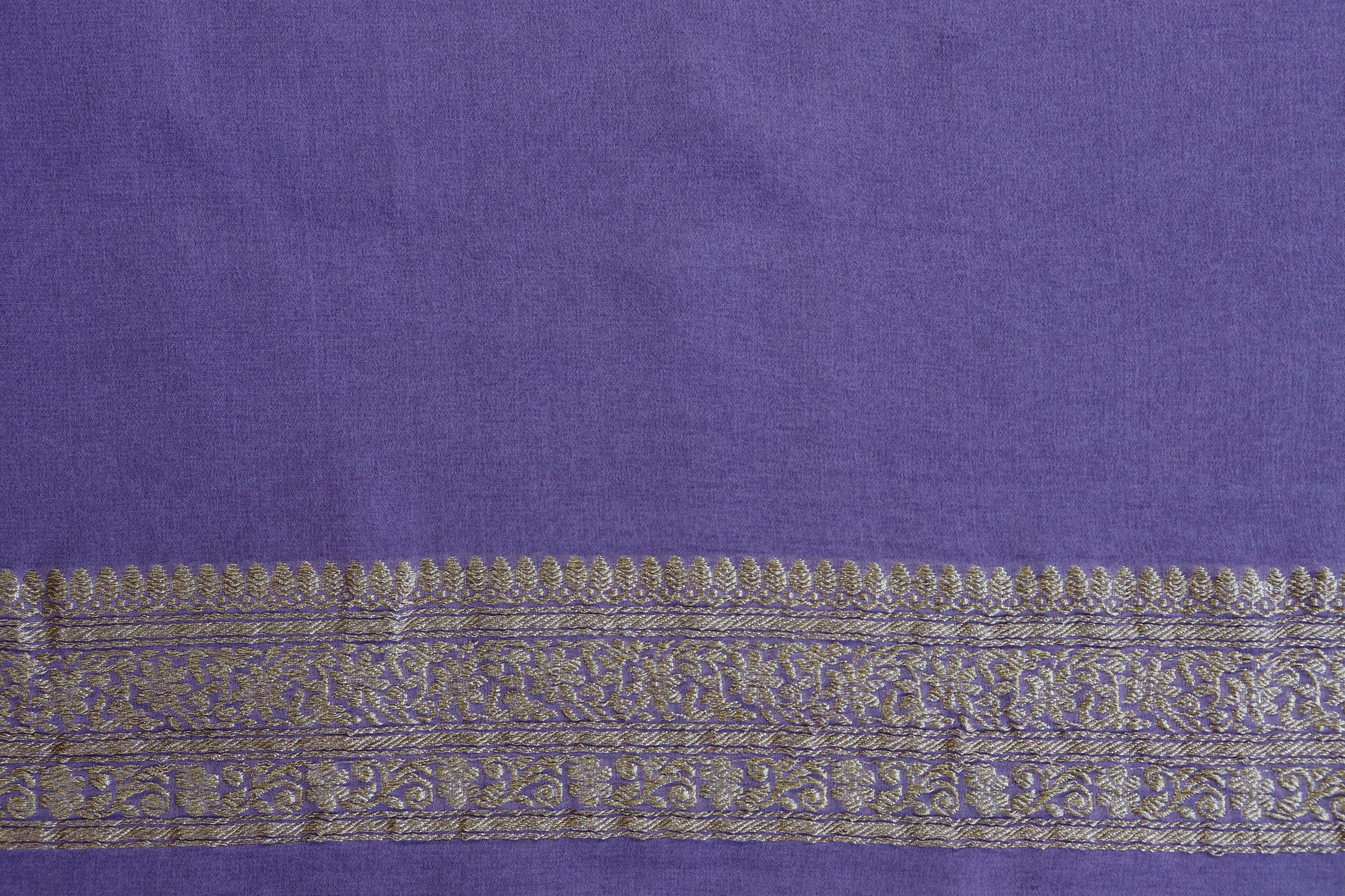 Lilac Handwoven Banarasi Tanchoi Silk Saree