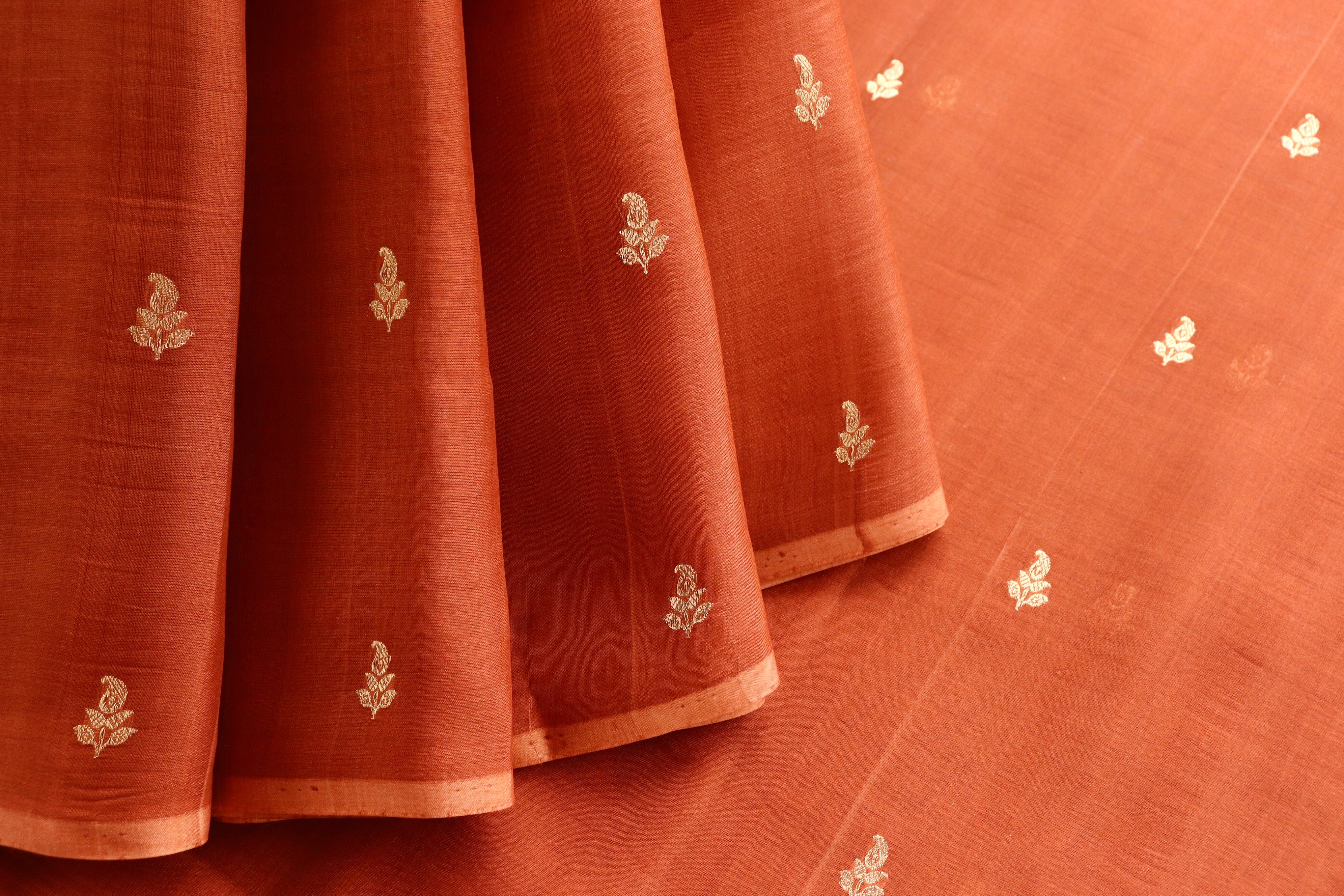 Brown Virsa Handwoven Banarasi Kora Silk Saree