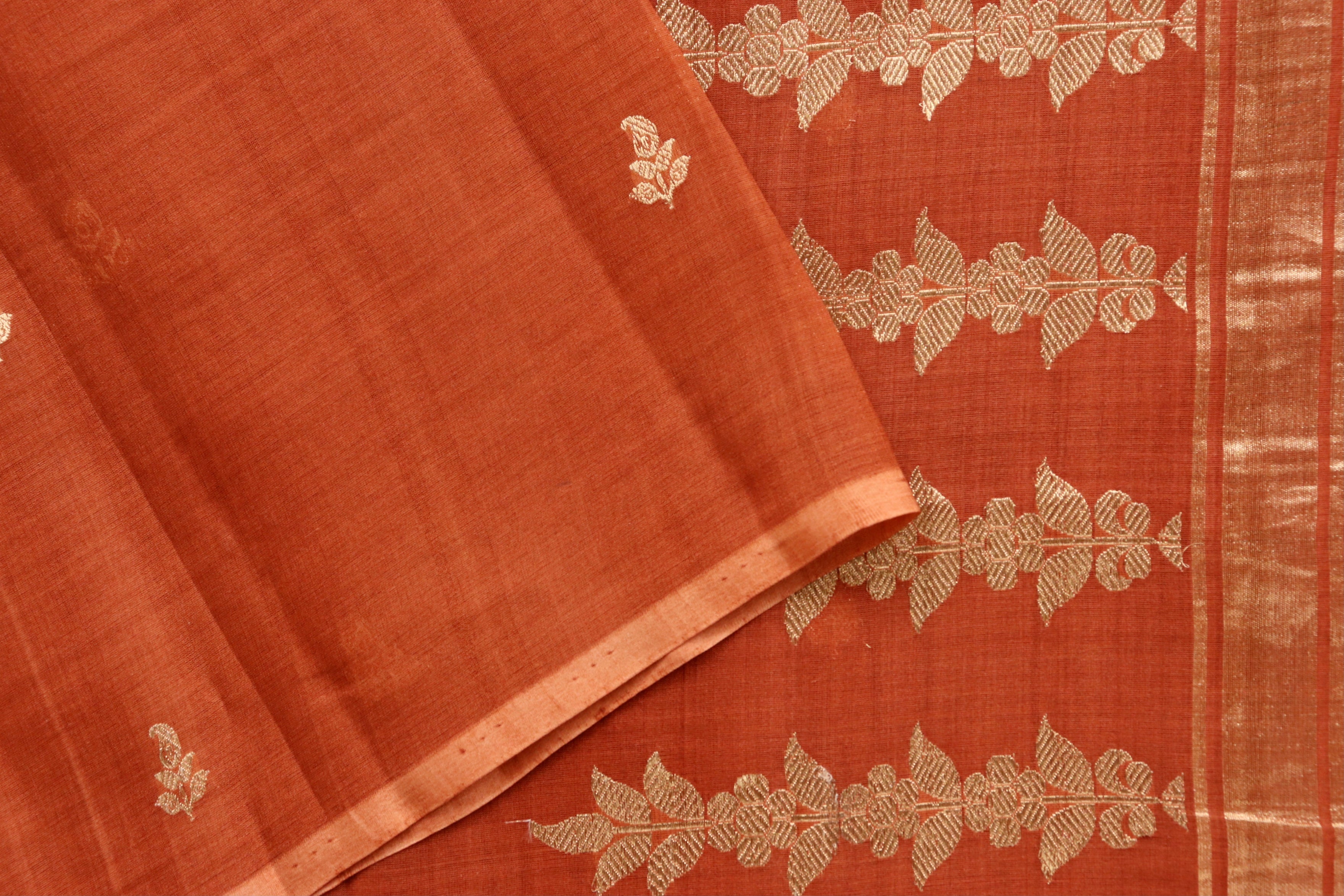 Brown Virsa Handwoven Banarasi Kora Silk Saree