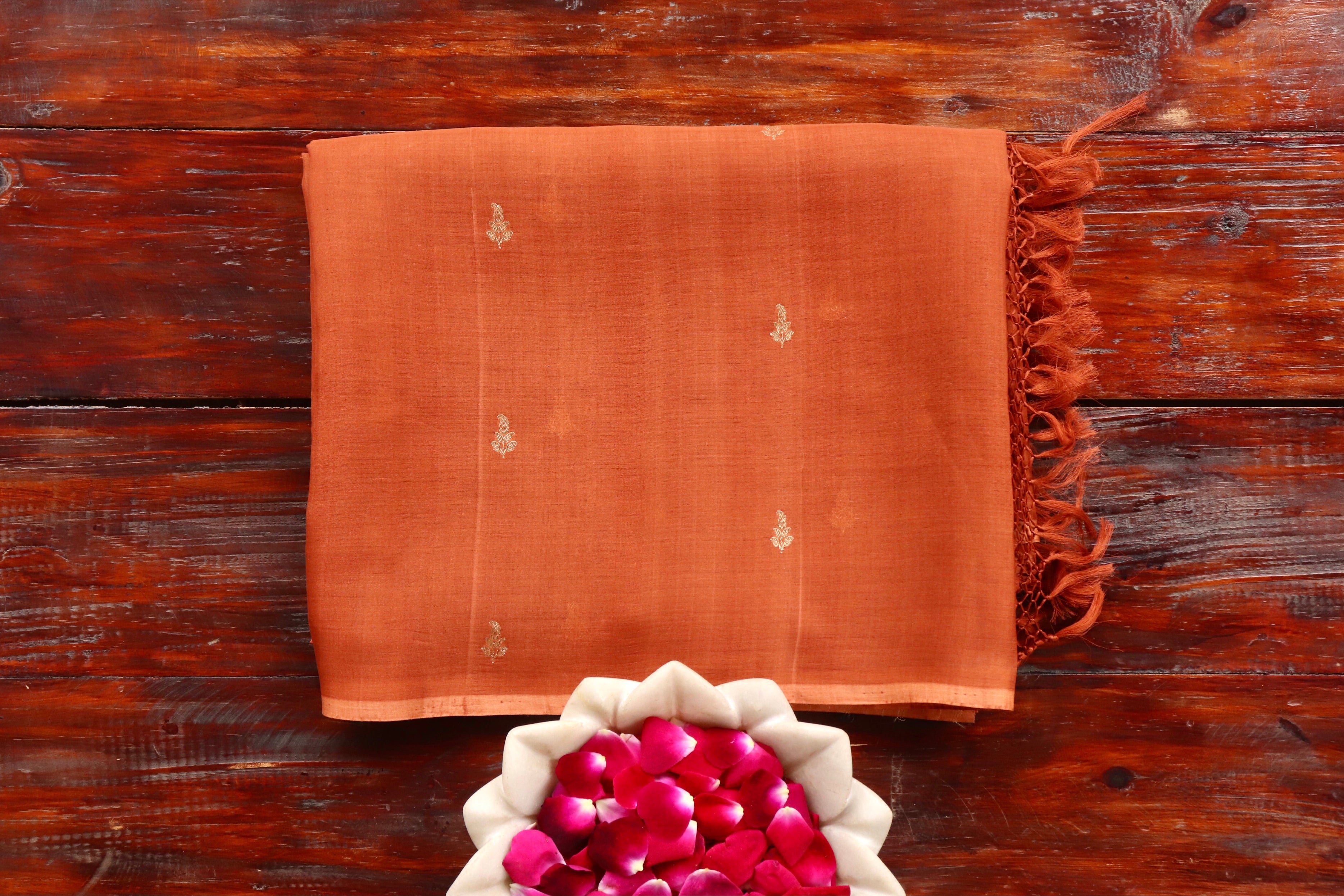 Brown Virsa Handwoven Banarasi Kora Silk Saree