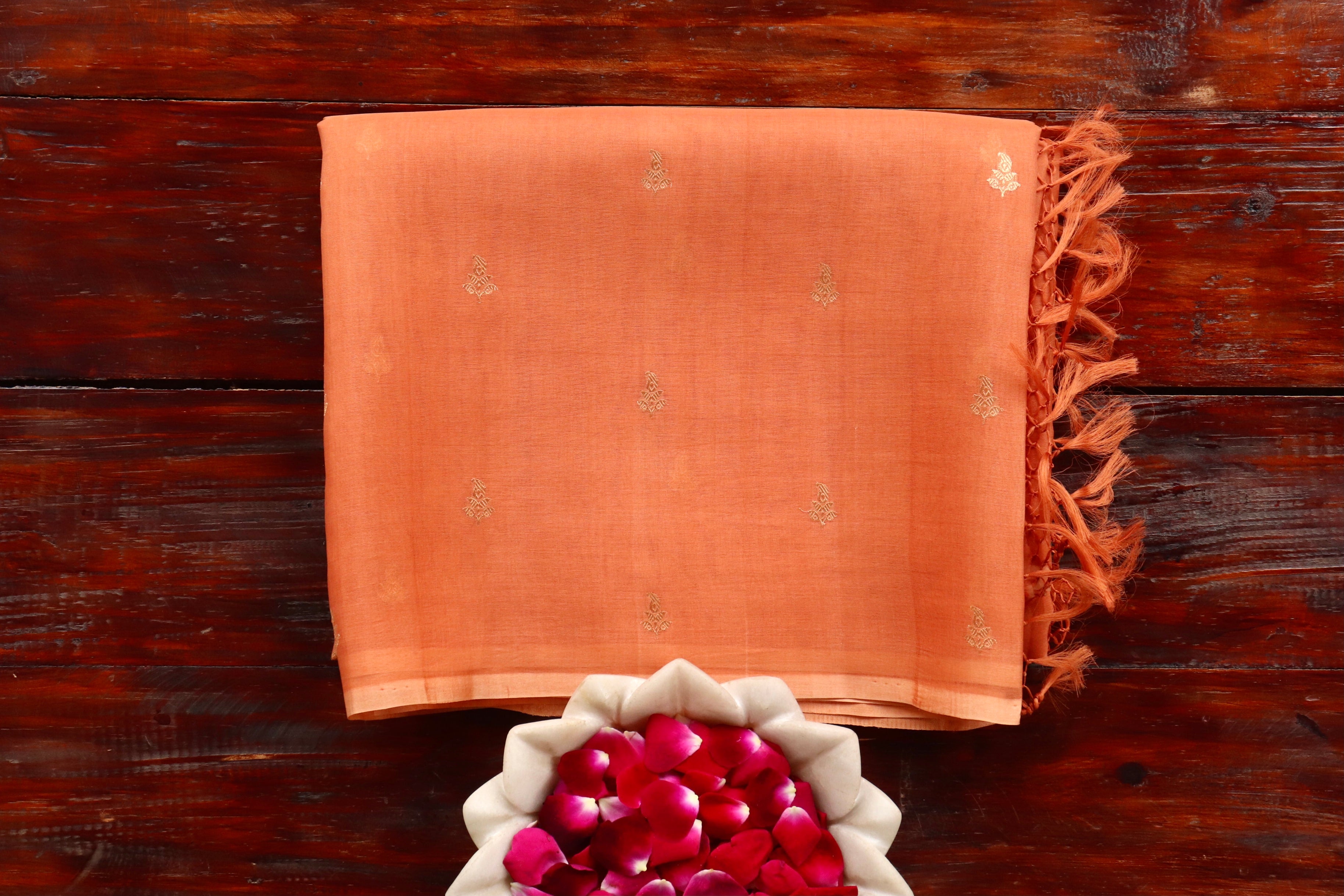 Saffron Virsa Handwoven Banarasi Kora Silk Saree