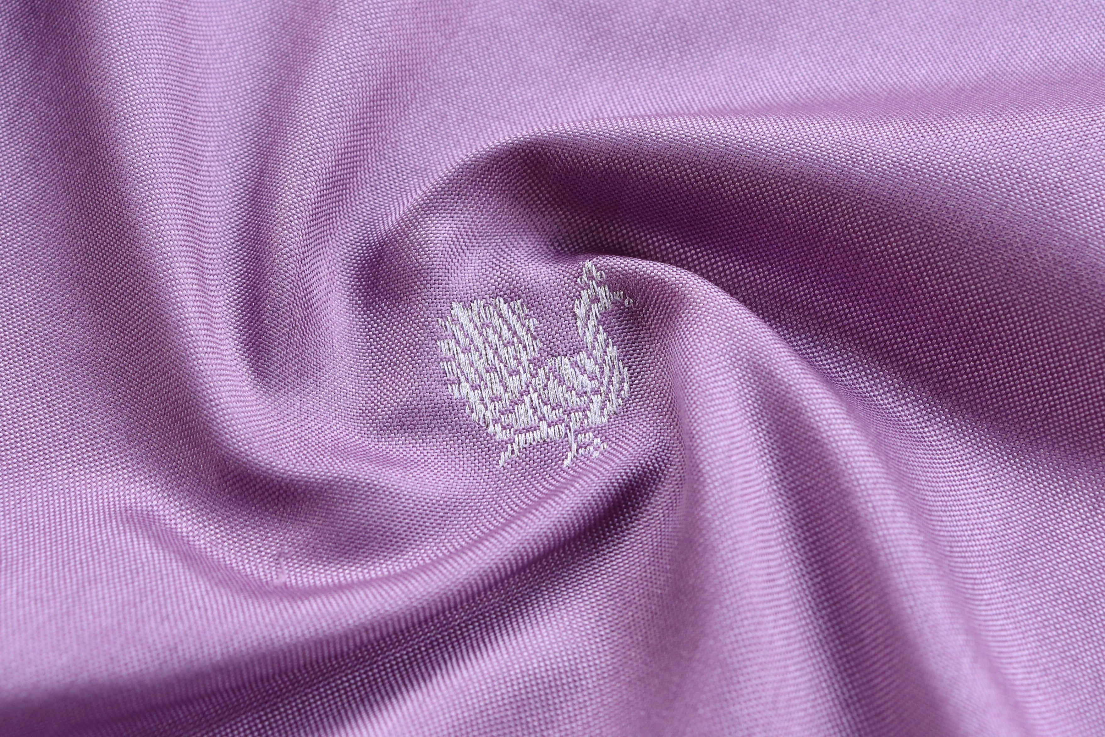 Lilac Peacock Motif Pure Silk Handloom Banarasi Saree