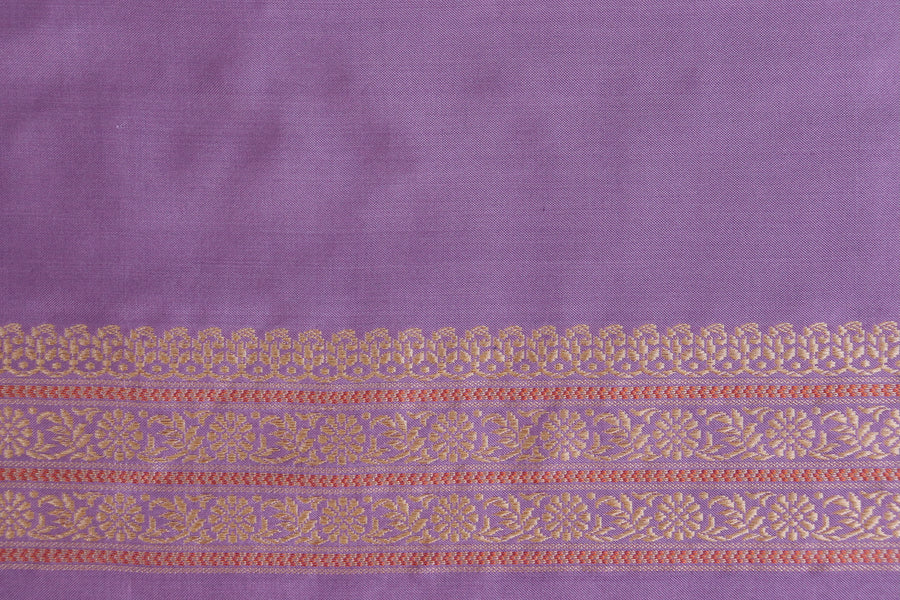 Lilac Peacock Motif Pure Silk Handloom Banarasi Saree