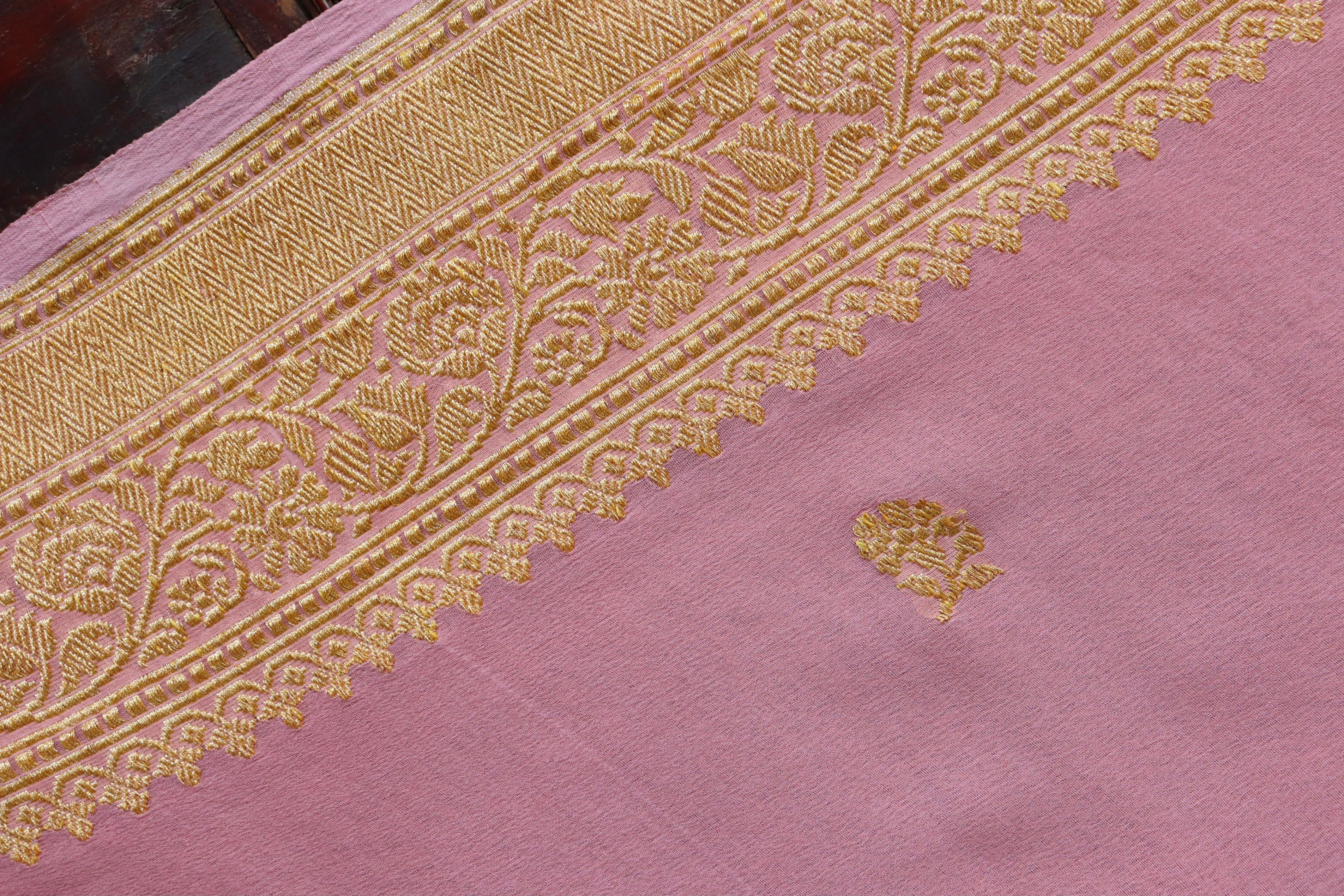 Pink Kadhua Georgette Banarasi Handloom Saree