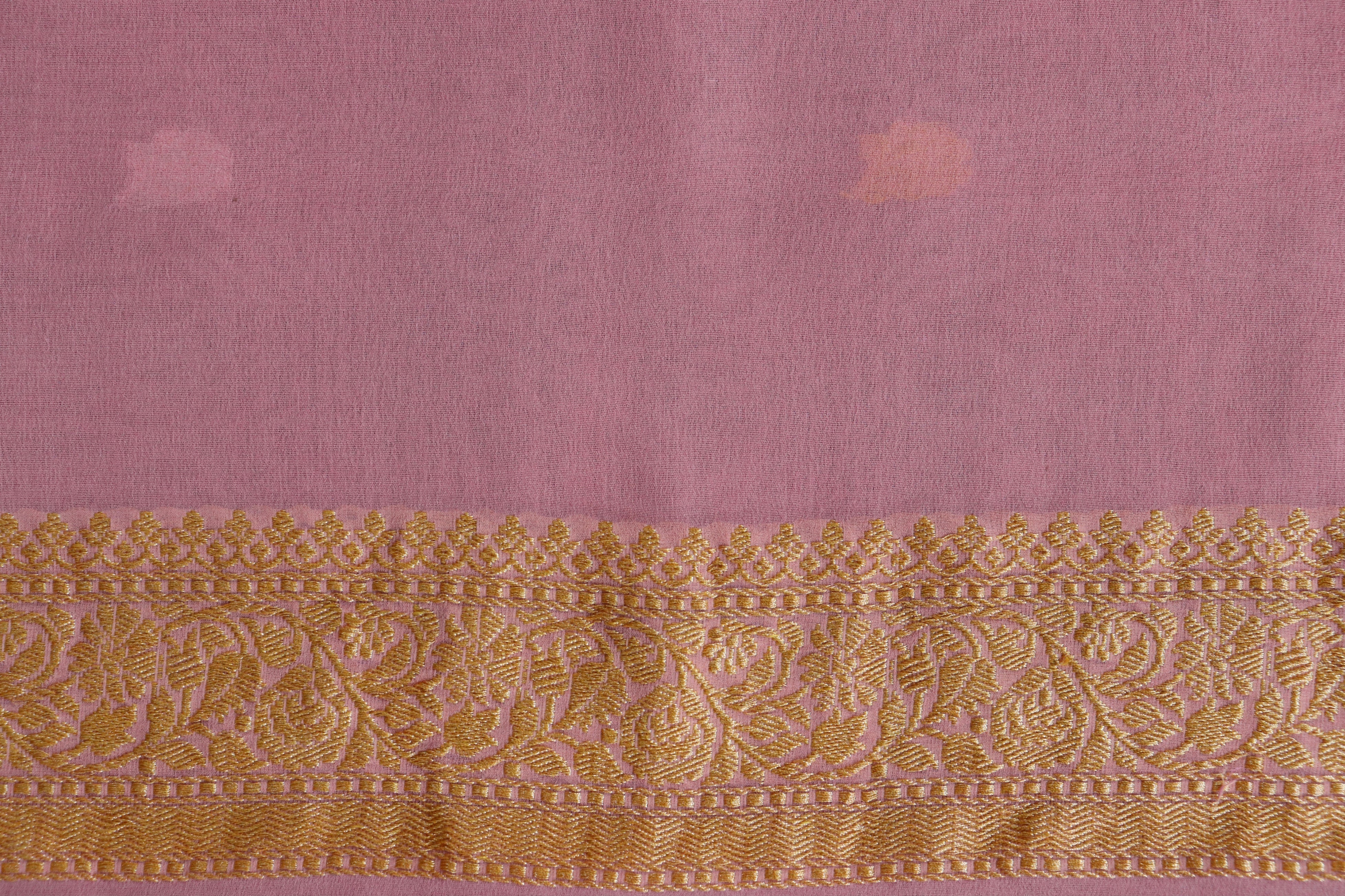 Pink Kadhua Georgette Banarasi Handloom Saree