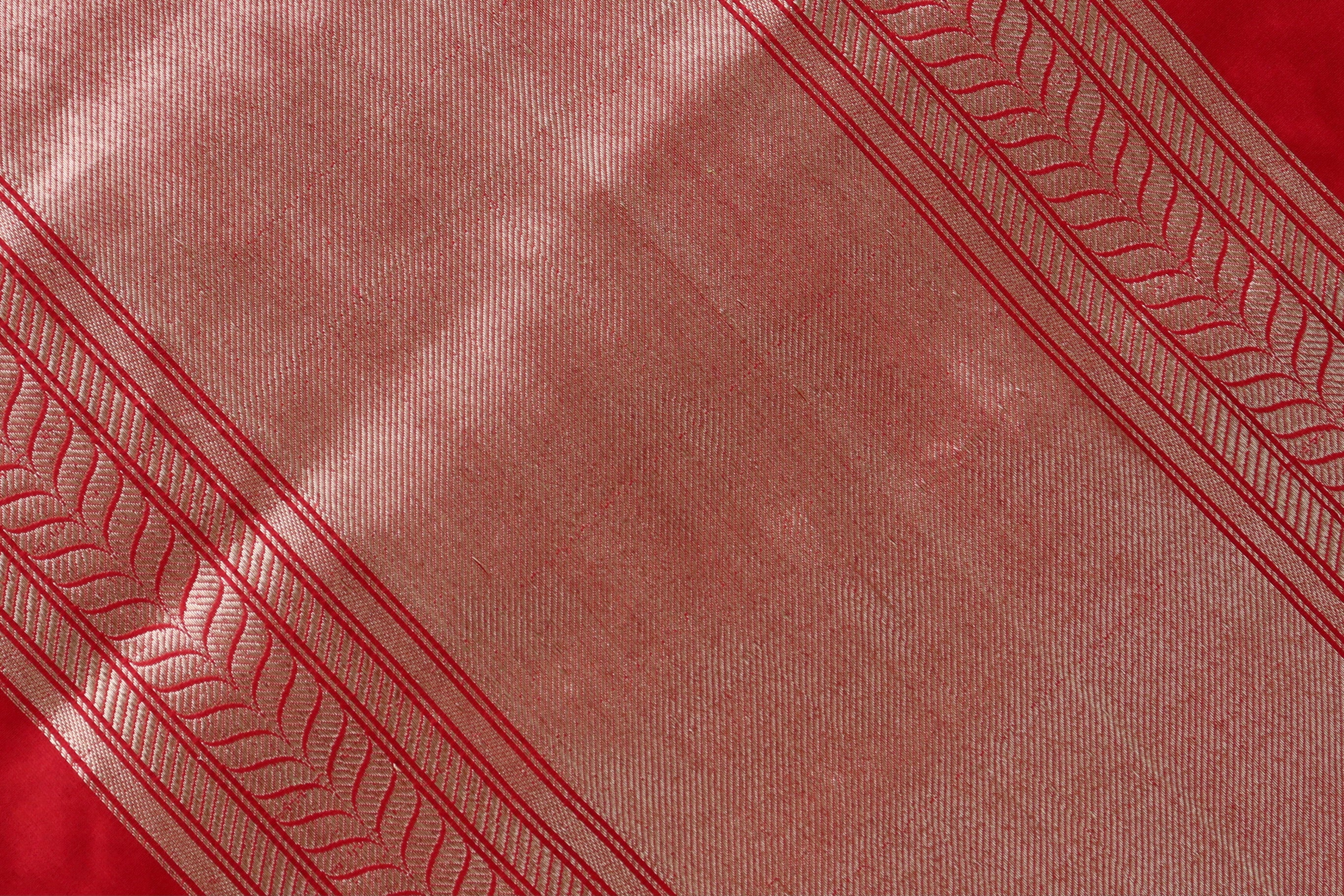 Red Sona Rupa Pure Silk Handloom Banarasi Saree