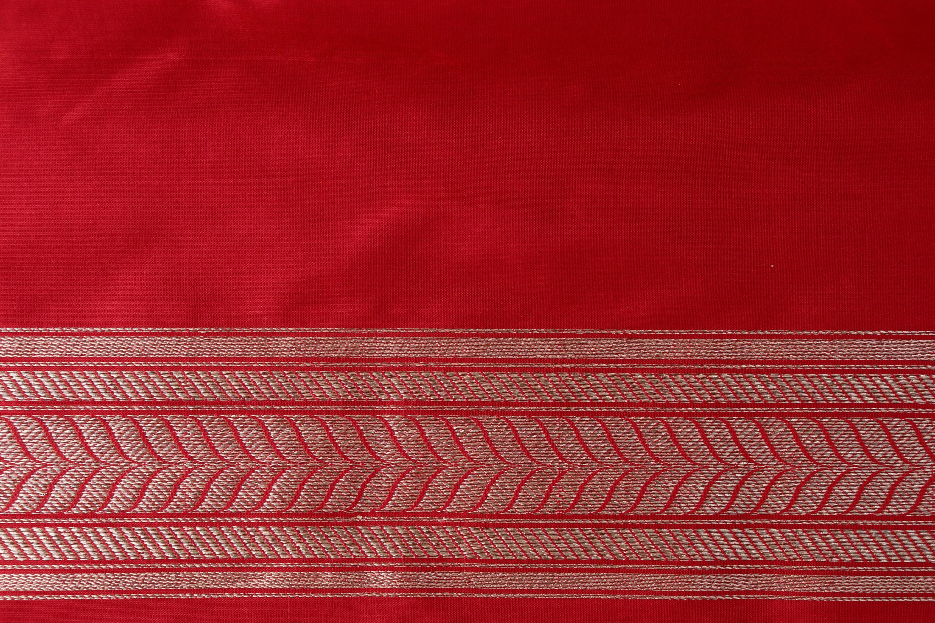 Red Sona Rupa Pure Silk Handloom Banarasi Saree