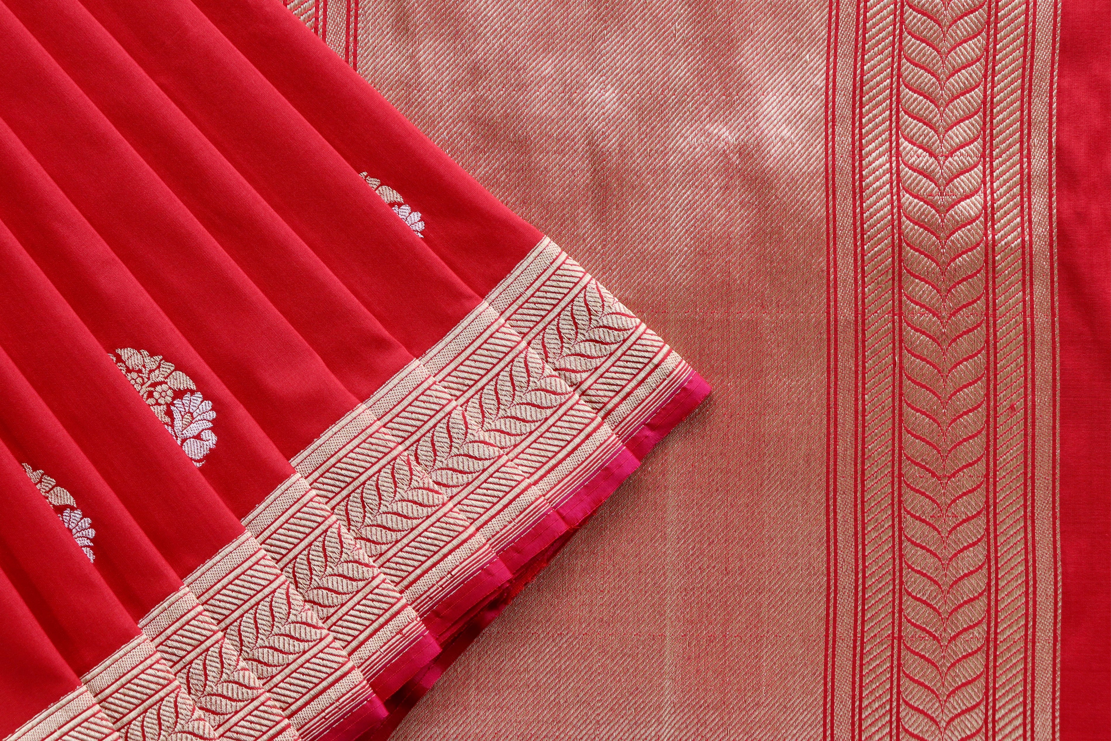 Red Sona Rupa Pure Silk Handloom Banarasi Saree