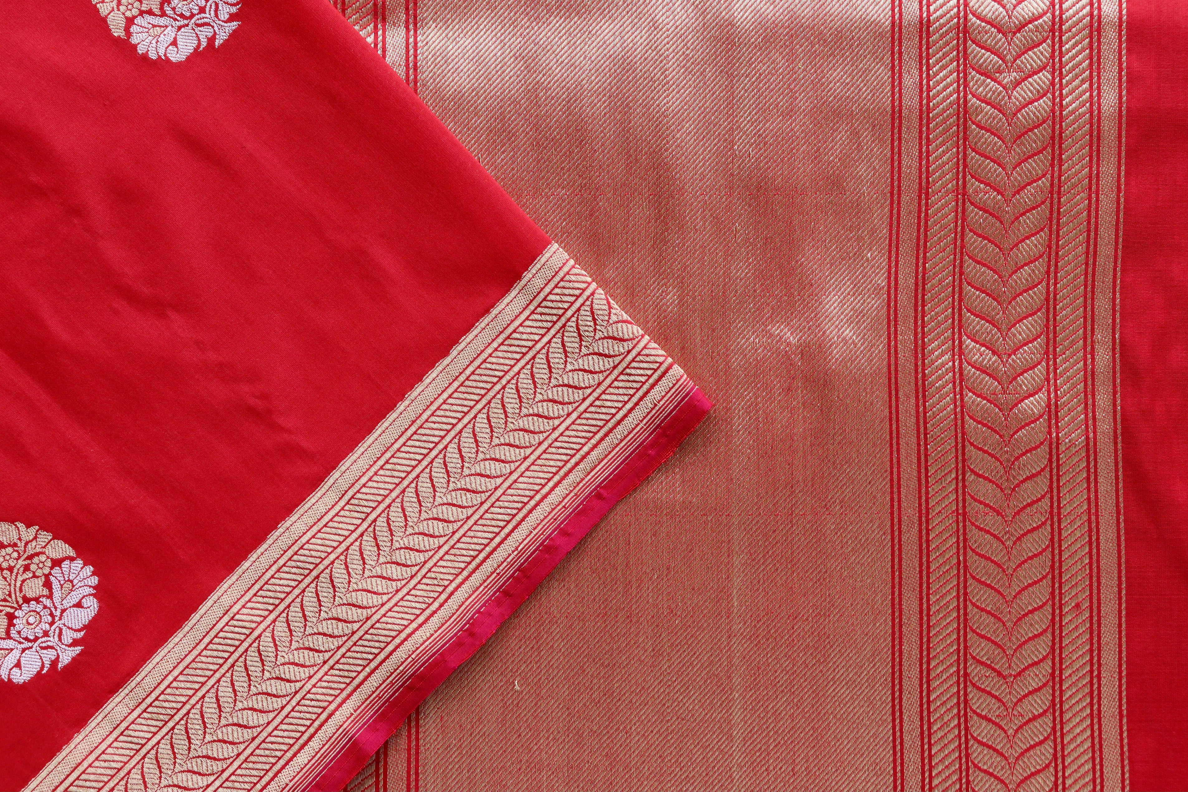 Red Sona Rupa Pure Silk Handloom Banarasi Saree