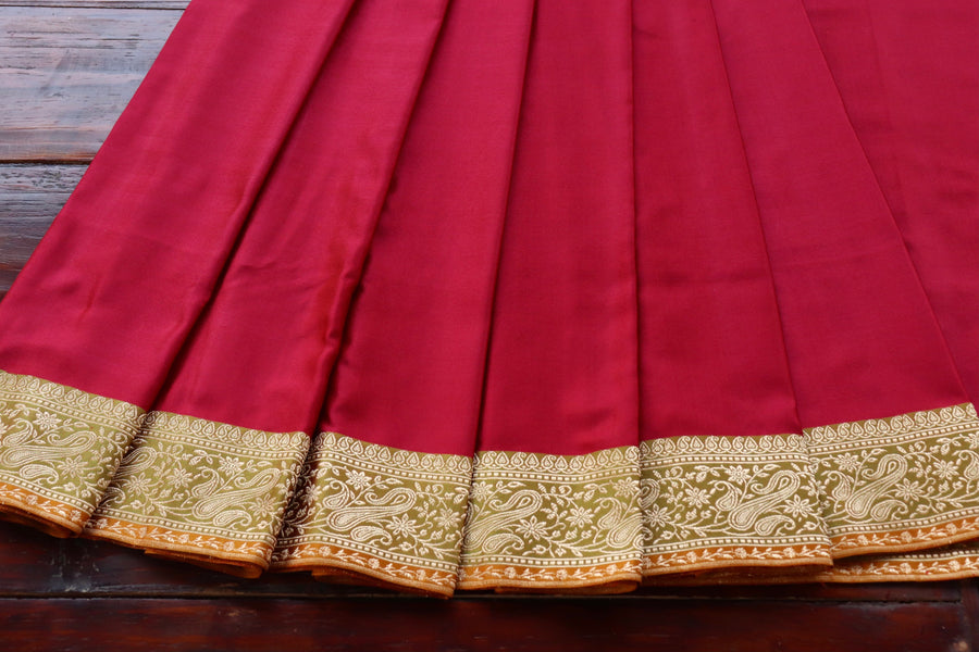 Red Banarasi Handwoven Satin Silk Saree