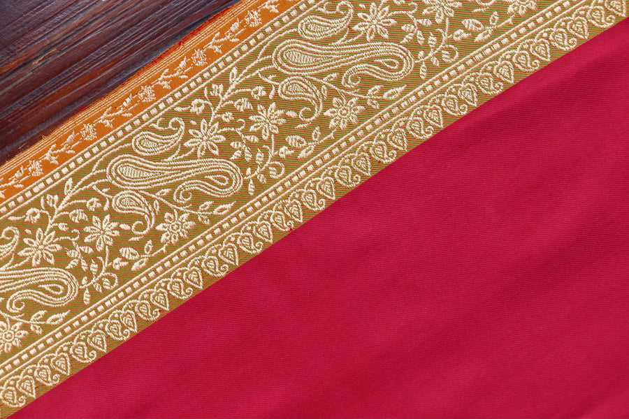 Red Banarasi Handwoven Satin Silk Saree