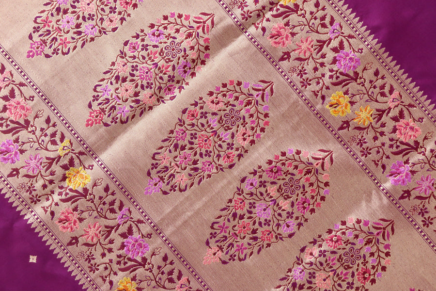 Purple Meenadar Kadhua  Pure Silk Handloom Banarasi Saree