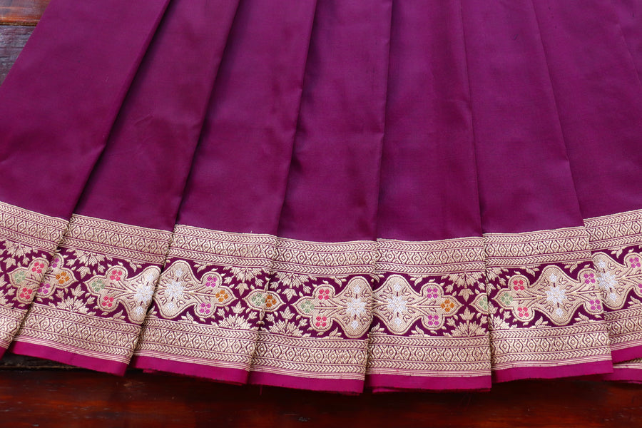 Purple Meenadar Border Kadhua Pure Silk Handloom Banarasi Saree