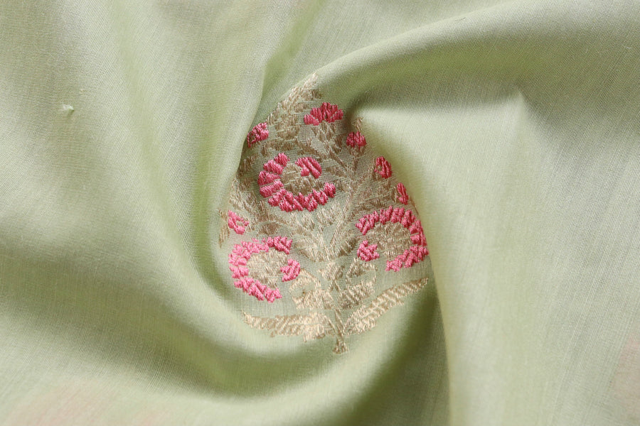 Pista Green Kadhua Meenadar Munga Silk Dupatta | Stuti Weaves