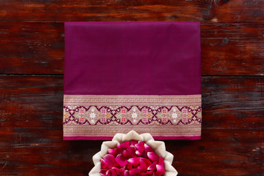 Purple handloom Banarsi saree with kadhua motifs in pure silk