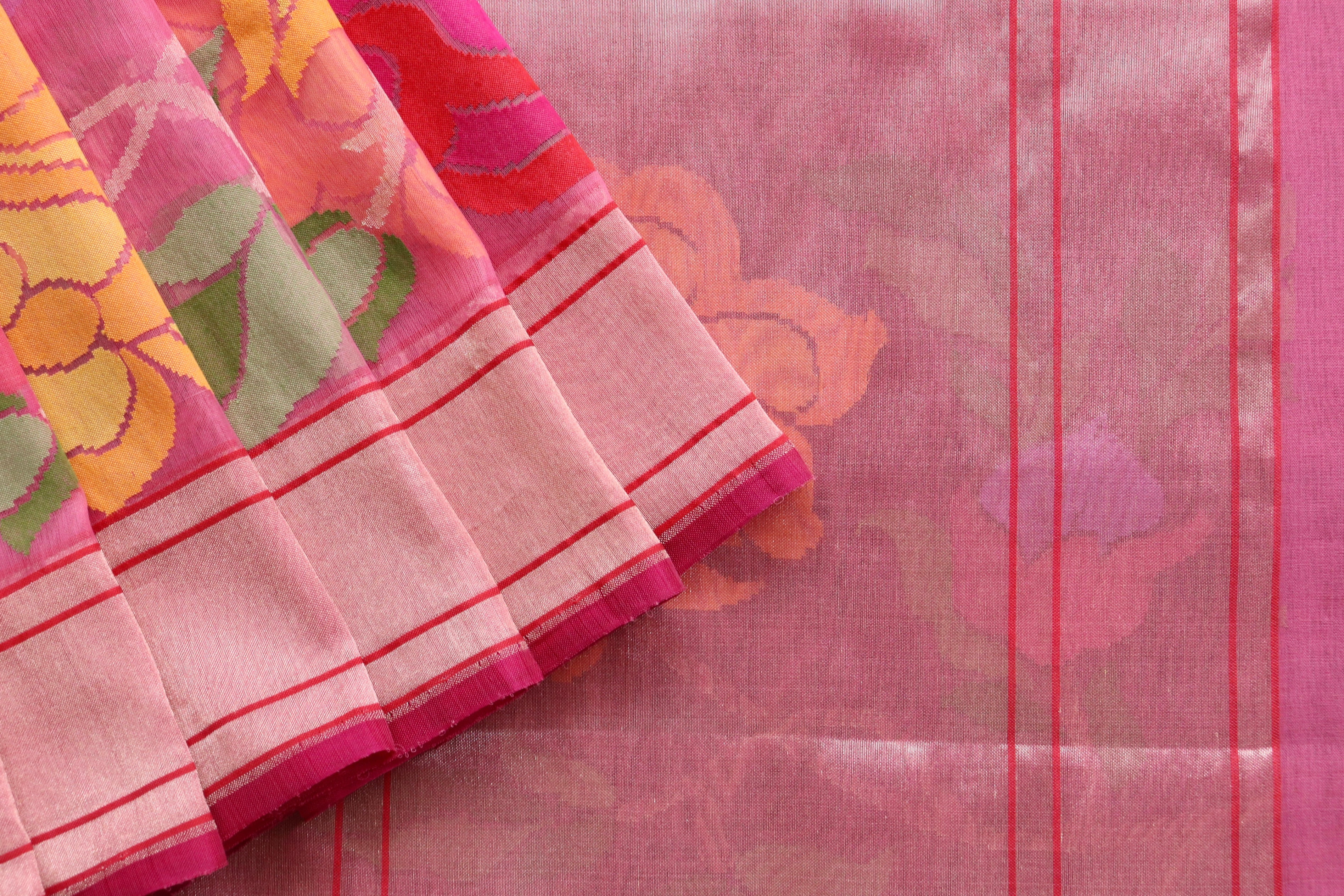 Pink Pure Kora Silk Handloom Banarasi Saree
