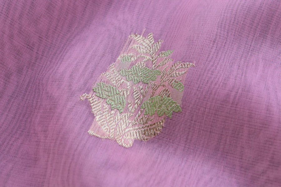 Candy Pink Guldasta Kora Silk Handloom Saree | Stuti Weaves