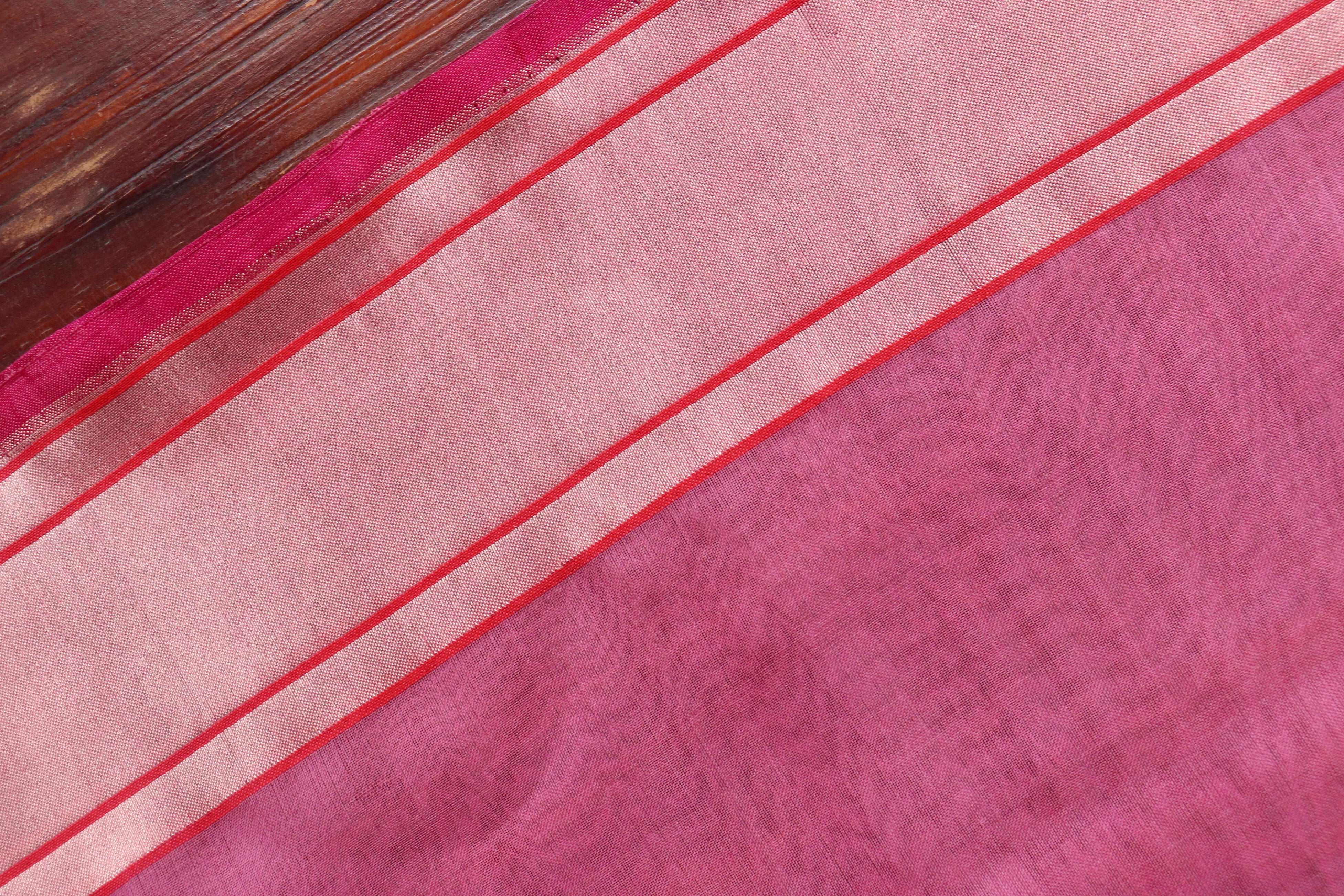 Pink Pure Kora Silk Handloom Banarasi Saree