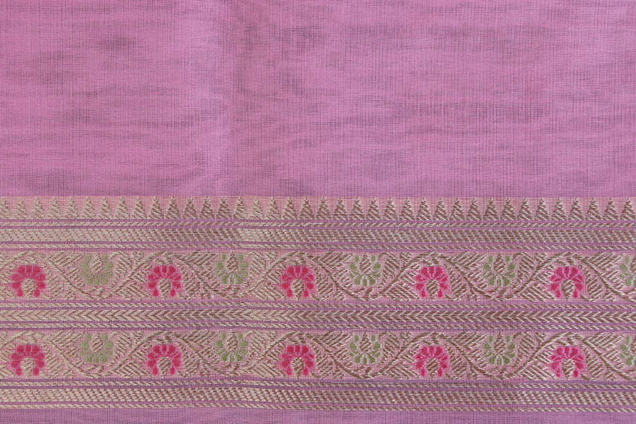 Candy Pink Guldasta Motif Pure Kora Silk Handloom Saree