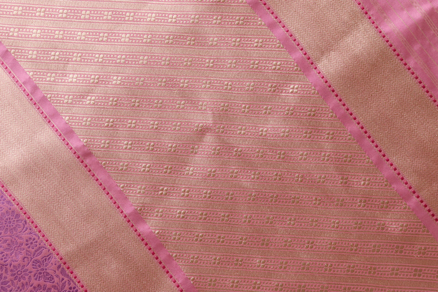 Pink Butterfly Resham Banarasi Tanchoi Silk Saree | Stuti Weaves
