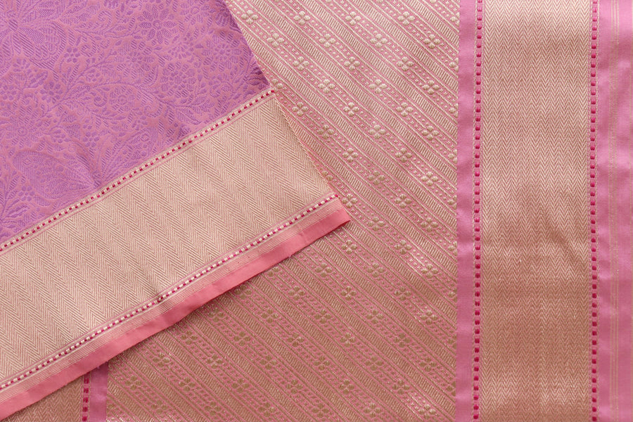 Pink Butterfly Resham Banarasi Tanchoi Silk Saree | Stuti Weaves