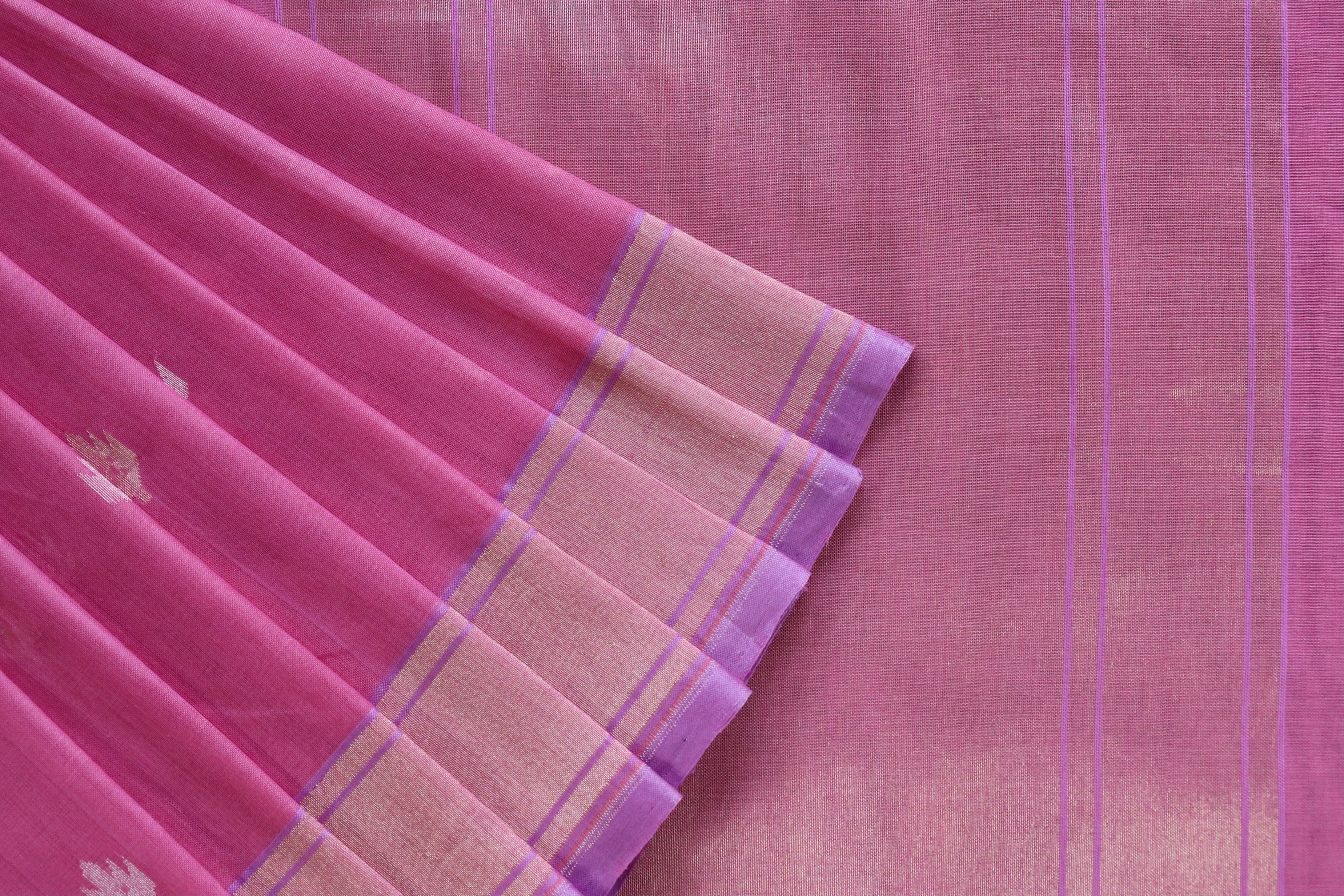 Pink Kadhua Pure Cotton Handwoven Saree