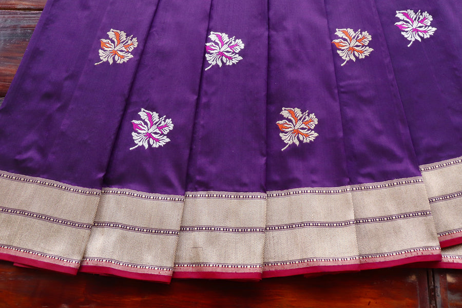 Purple Kadhua Motif Katan Silk Pure Handloom Banarasi Saree