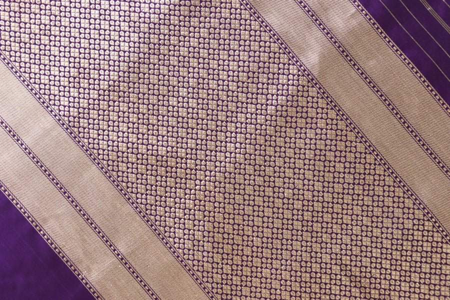 Purple Kadhua Motif Katan Silk Pure Handloom Banarasi Saree