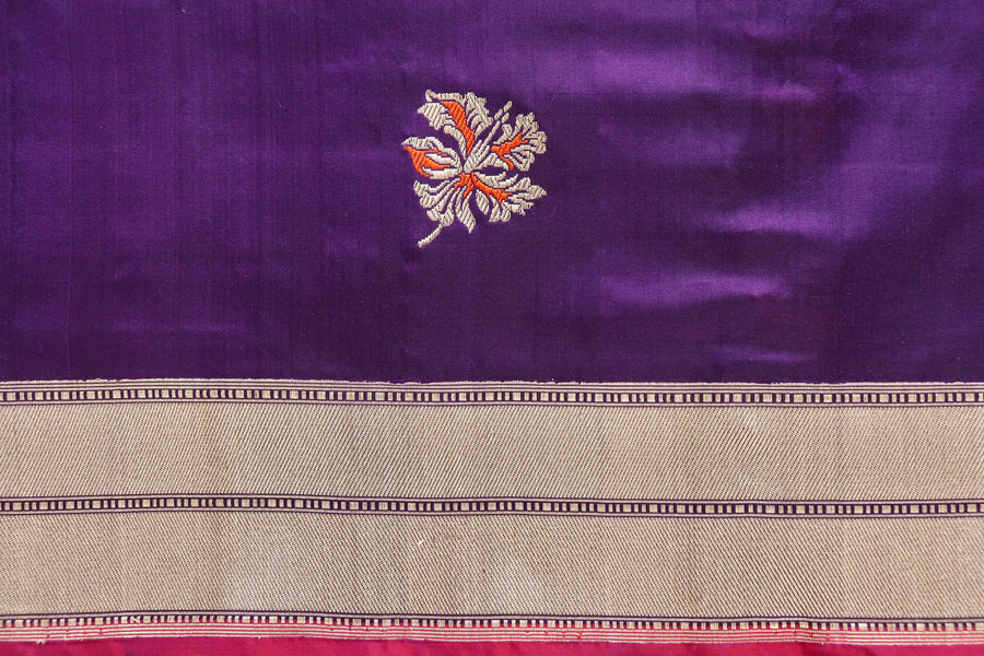 Purple Kadhua Motif Katan Silk Pure Handloom Banarasi Saree