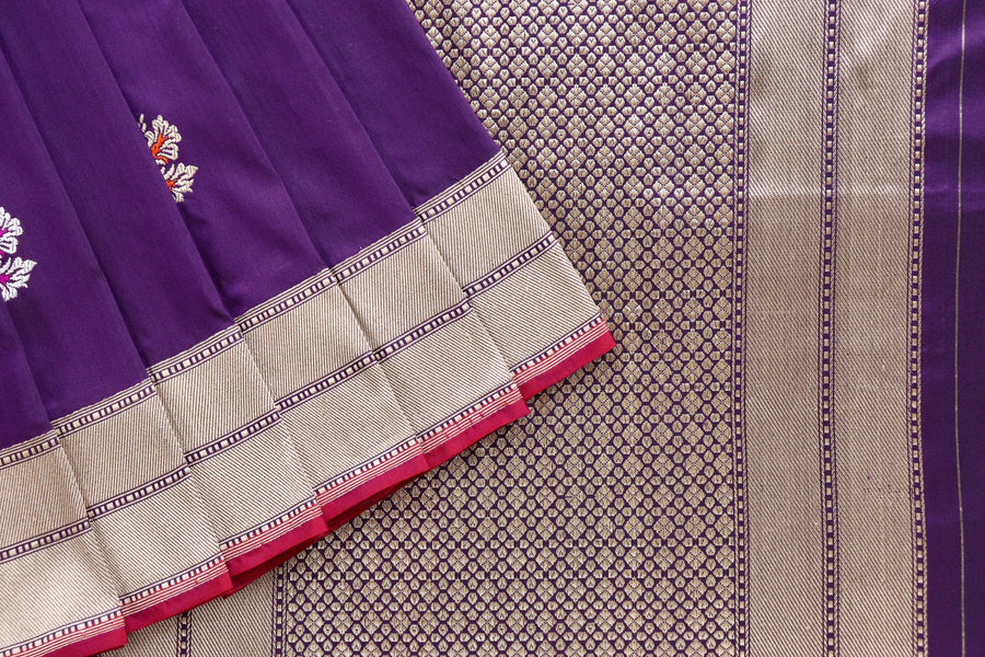 Purple Kadhua Motif Katan Silk Pure Handloom Banarasi Saree