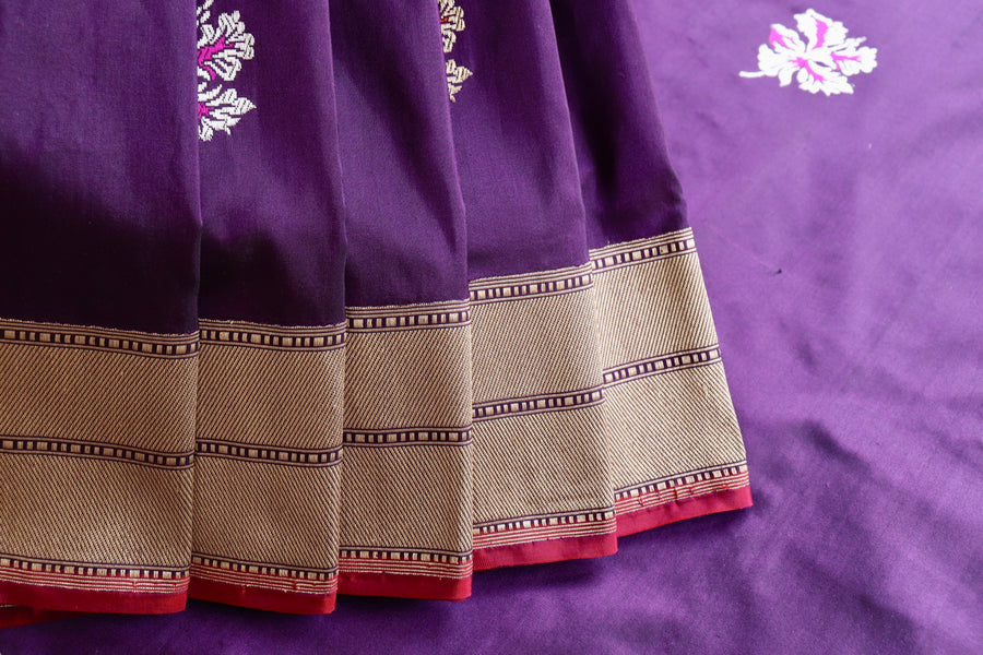 Purple Kadhua Motif Katan Silk Pure Handloom Banarasi Saree