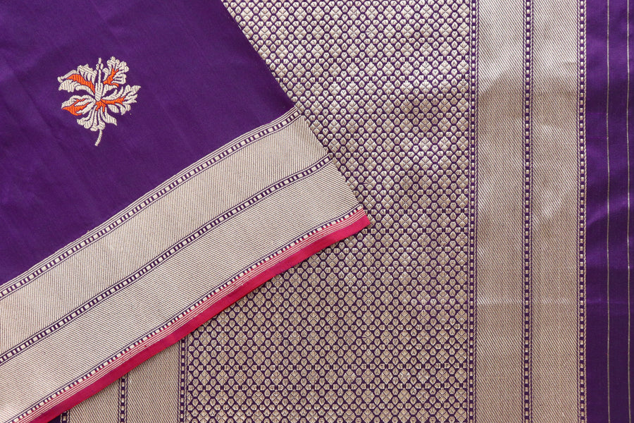 Purple Kadhua Motif Katan Silk Pure Handloom Banarasi Saree
