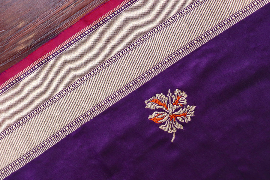 Purple Kadhua Motif Katan Silk Pure Handloom Banarasi Saree