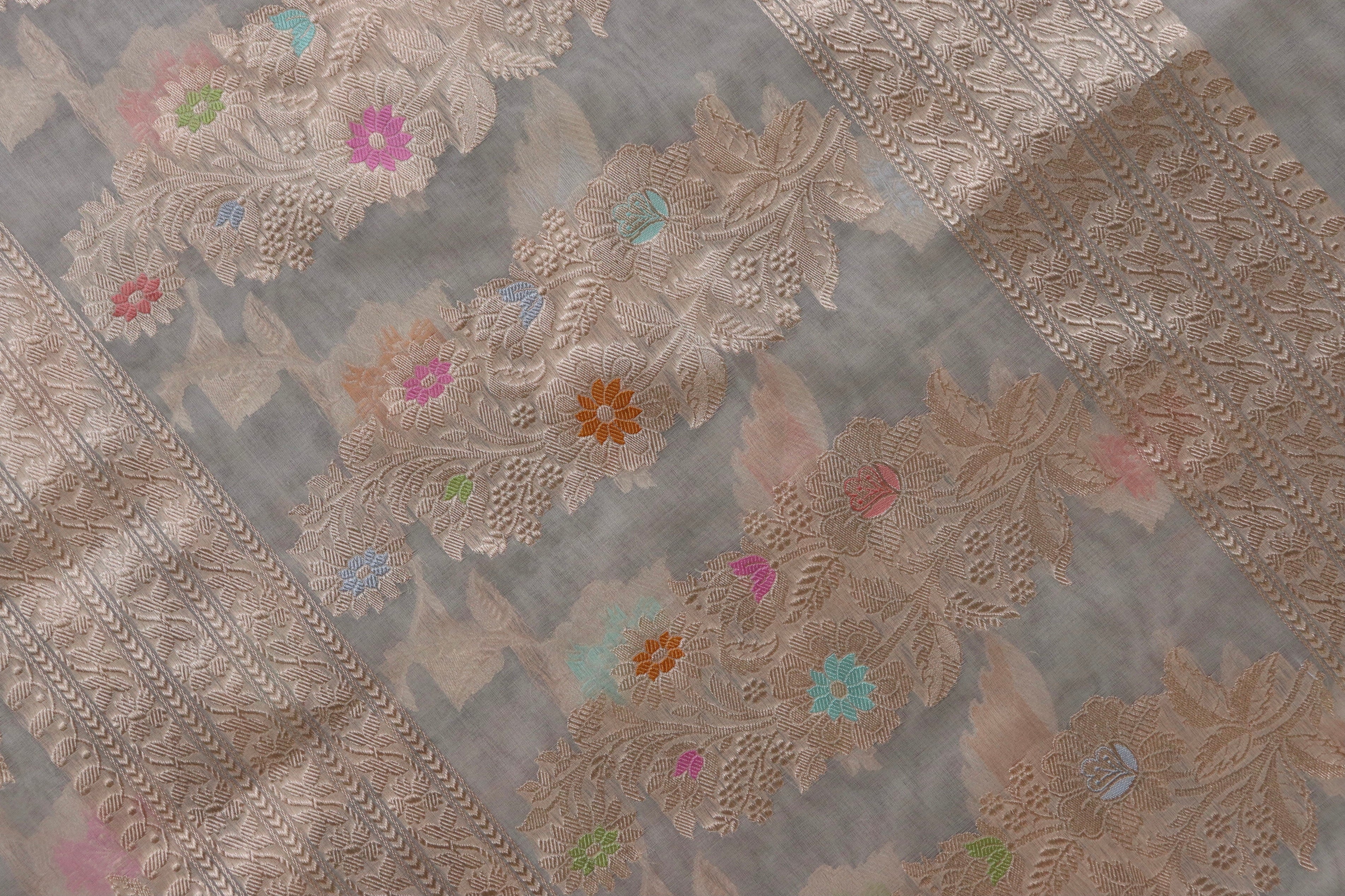 Ivory Kadhua Kora Jangla Handwoven Saree